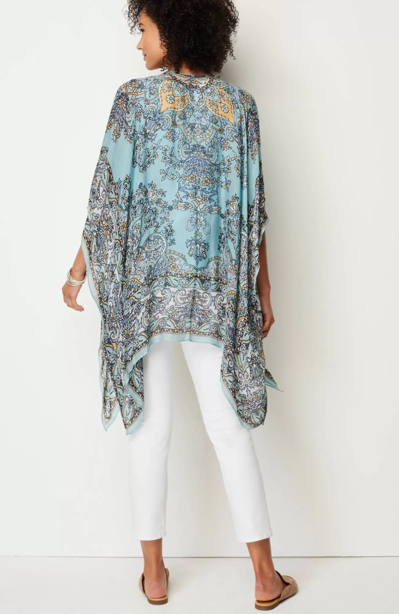 J.Jill Airy Paisley Ruana Turquoise Multi Cheap