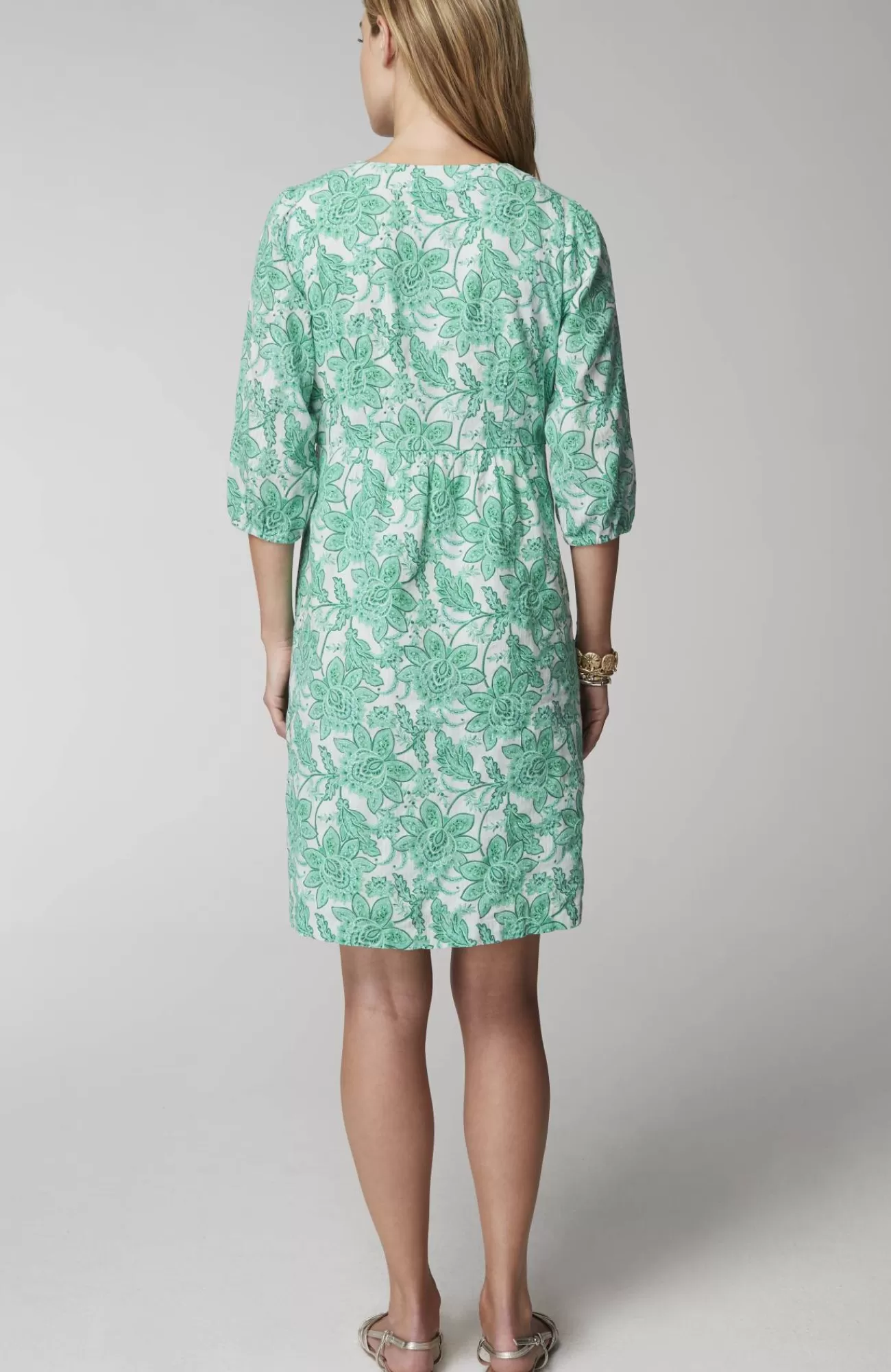 J.Jill A-Line Swing Dress Green Papaya Etched Sarassa Flash Sale