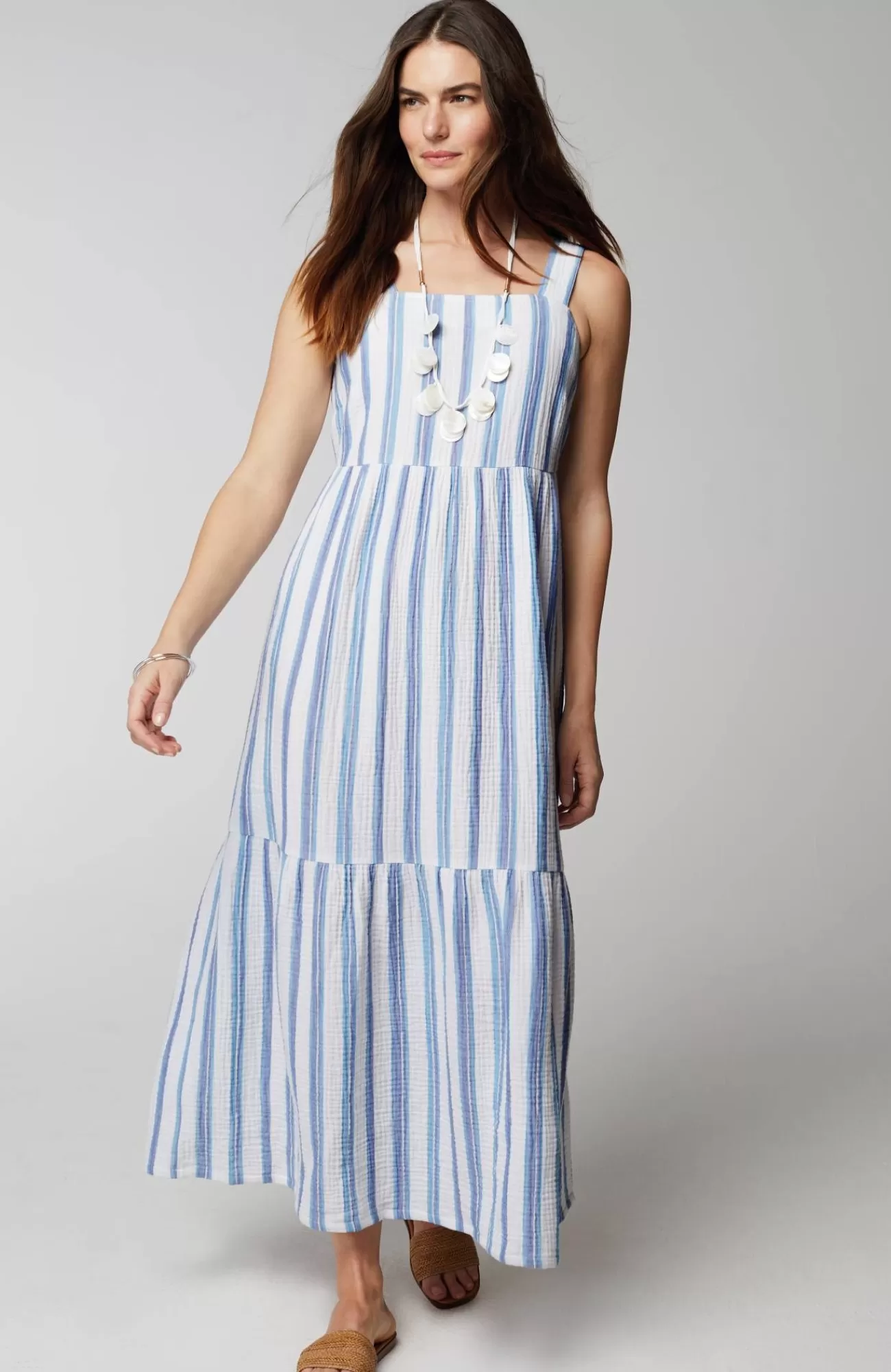 J.Jill Cabana-Striped Midi Dress White Multi Flash Sale