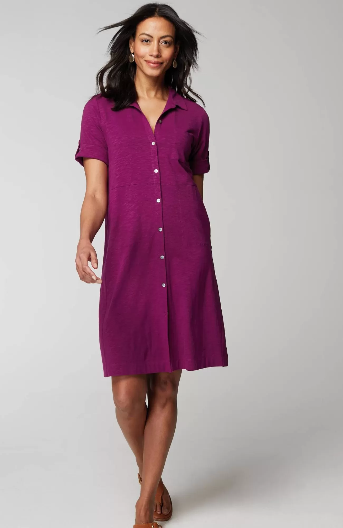 J.Jill Classic Cotton-Slub Shirtdress Clearance