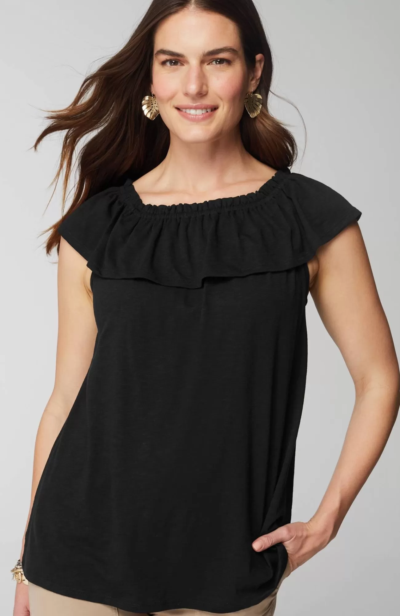 J.Jill Convertible-Shoulder Ruffled Top Best Sale