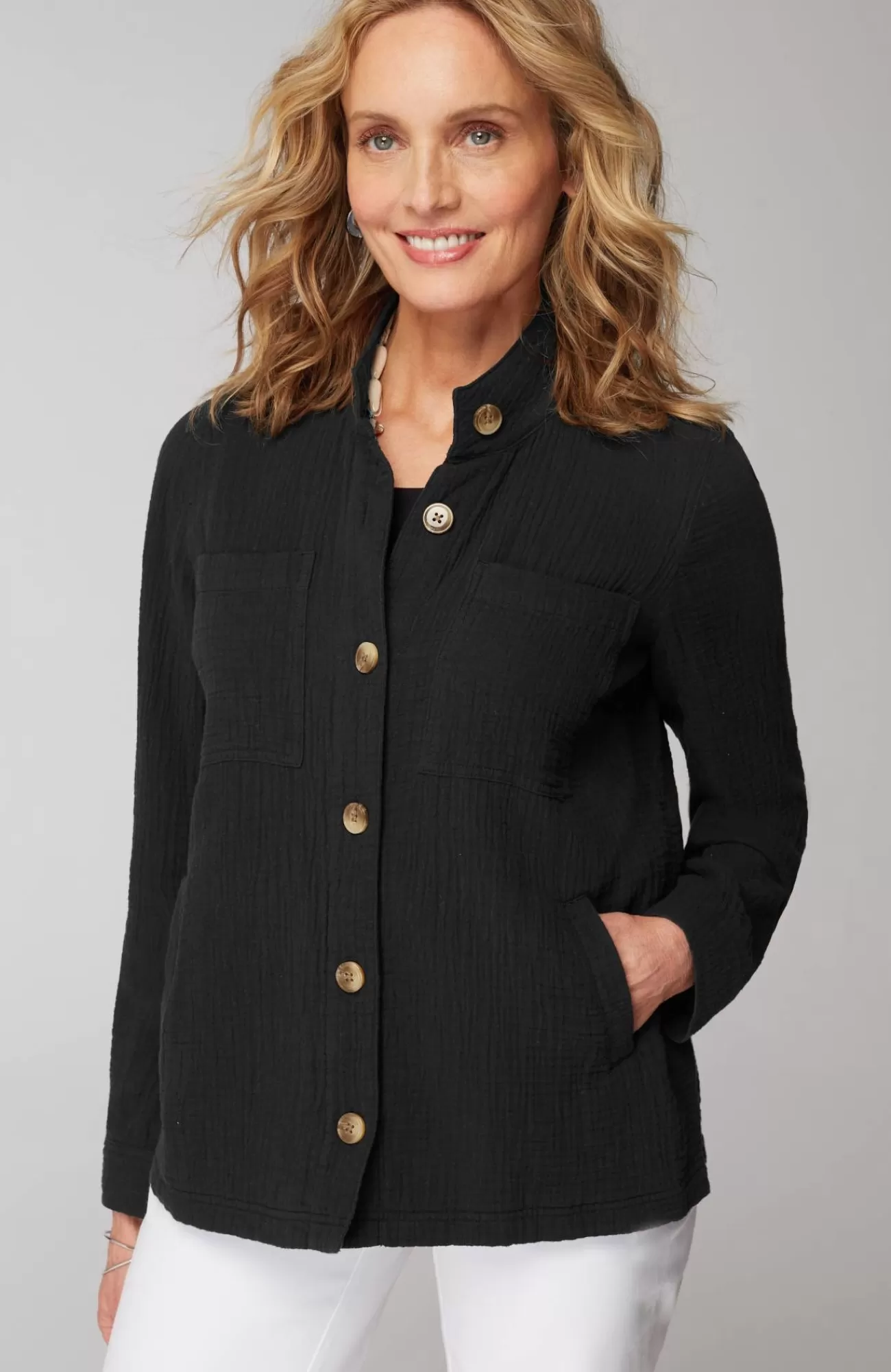 J.Jill Cotton-Gauze Button-Front Jacket Cheap