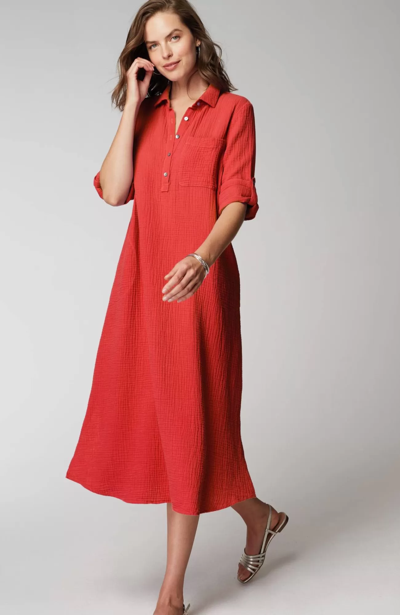 J.Jill Cotton-Gauze One-Pocket Shirtdress Discount