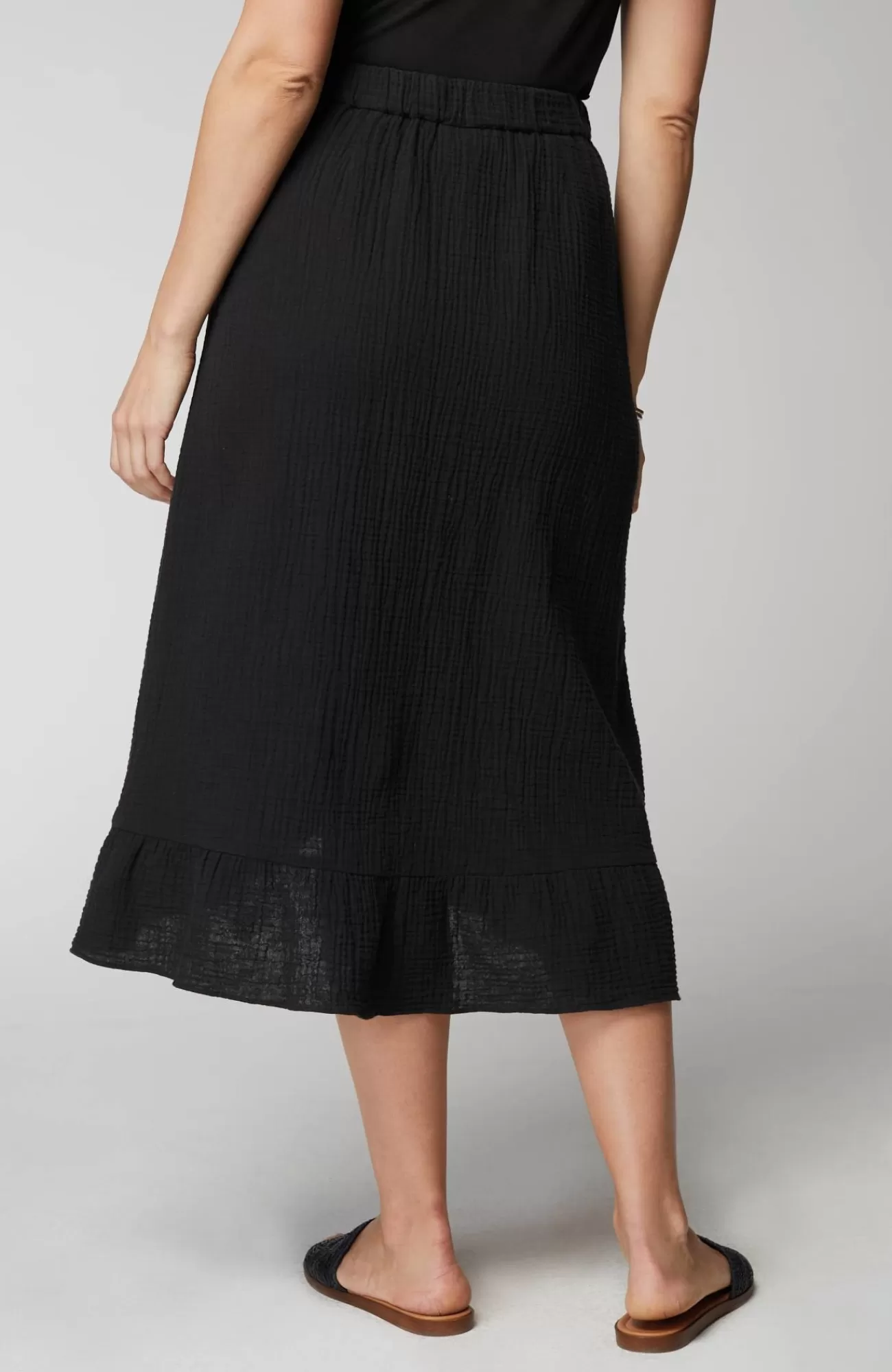 J.Jill Cotton-Gauze Ruffled Wrap Skirt Black Best Sale