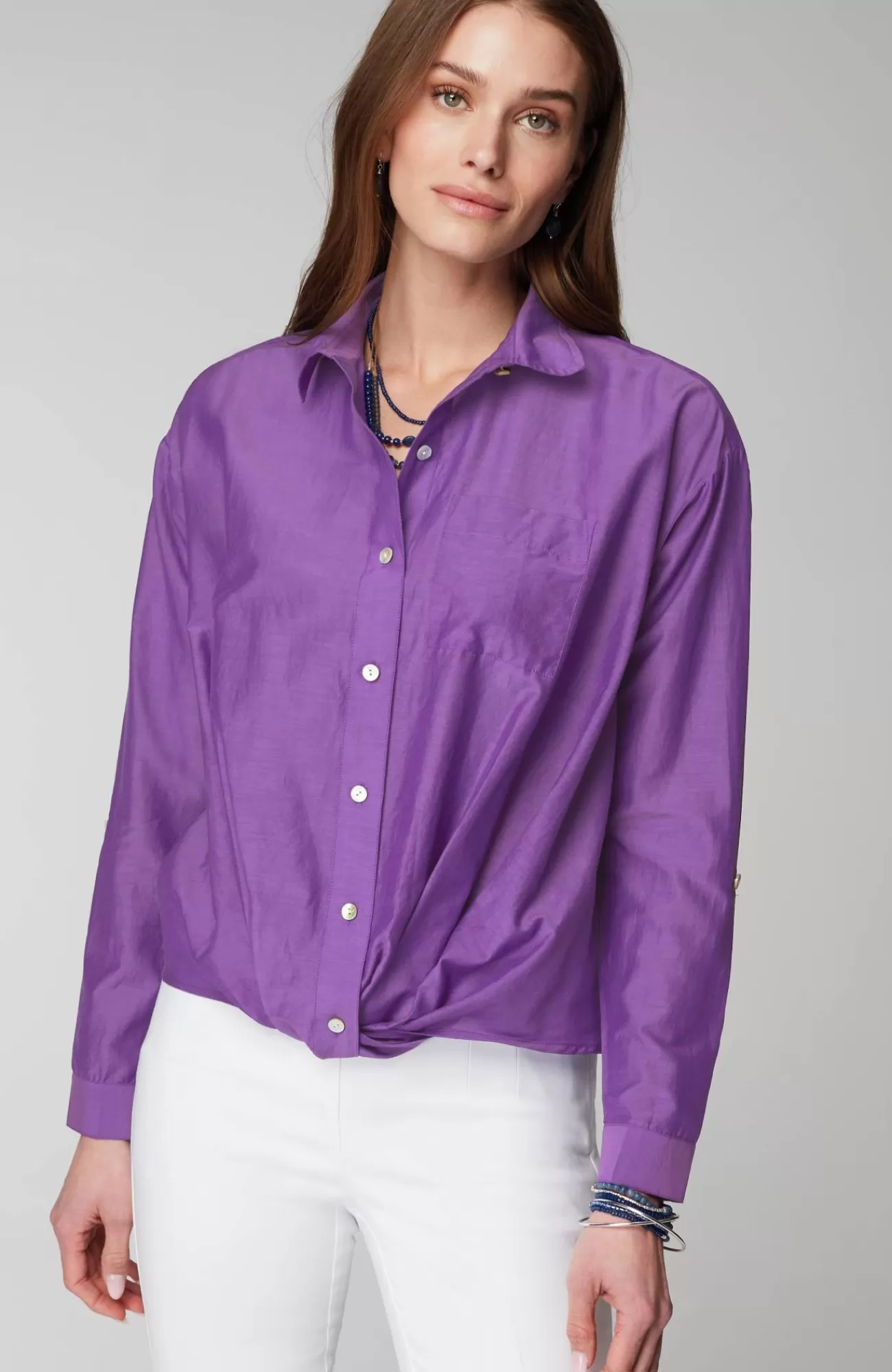 J.Jill Cotton-Silk Twist-Front Top Cheap