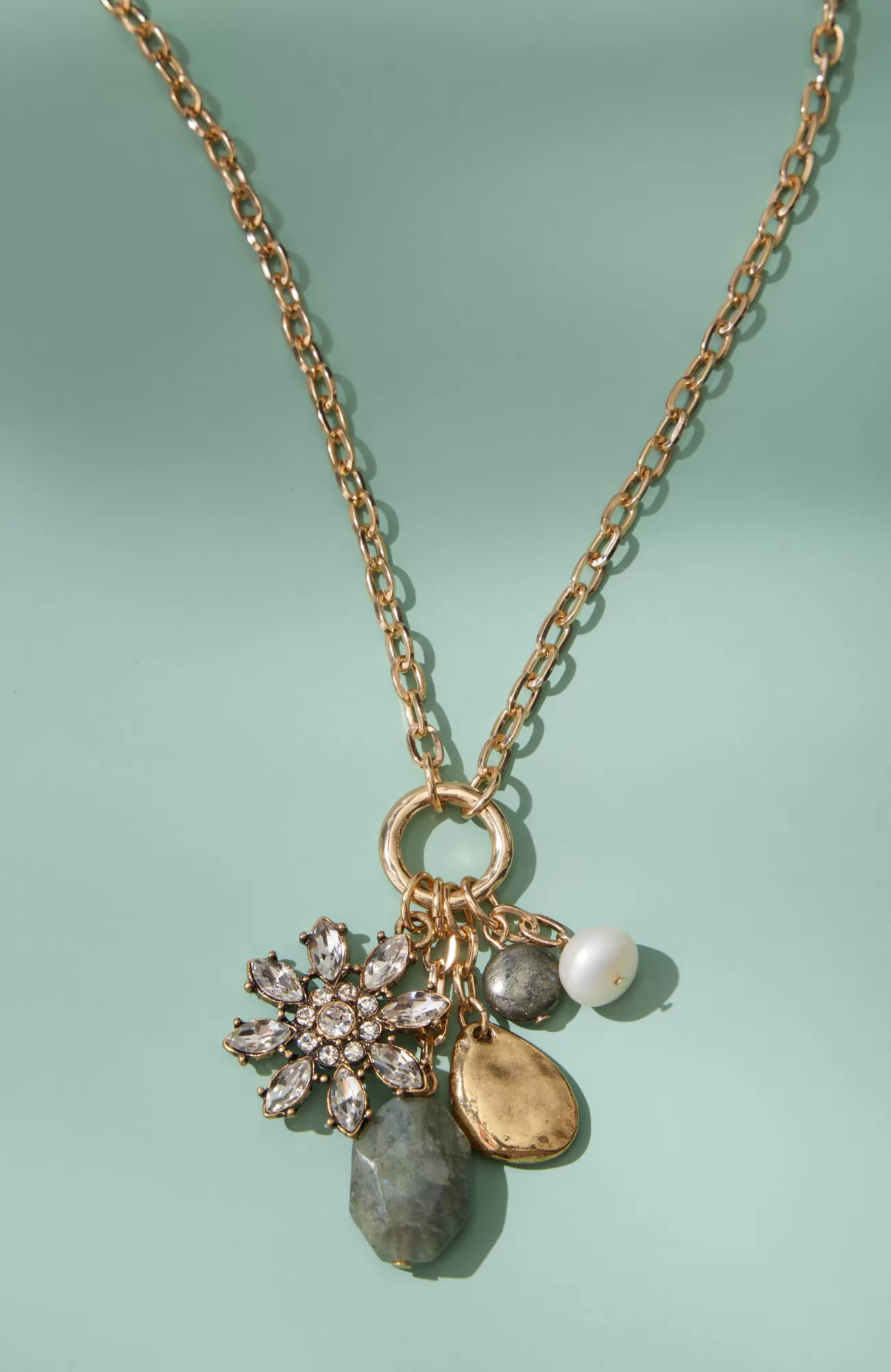 J.Jill Crystalized Flower Cluster Necklace Goldtone Multi Fashion