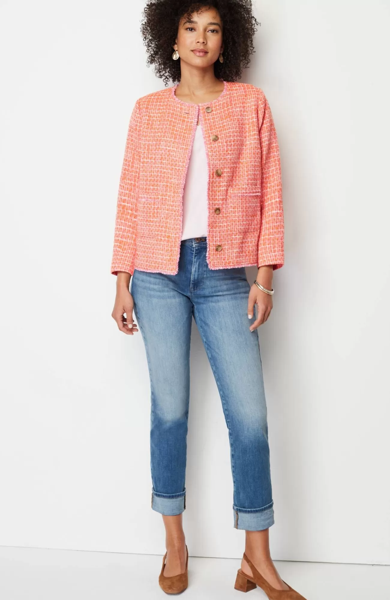 J.Jill Dahlia Tweed Jacket Clementine Multi Sale