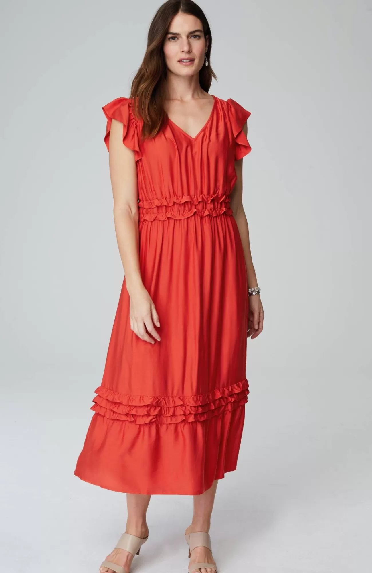 J.Jill Elevated Ruffle-Trimmed Midi Dress Online