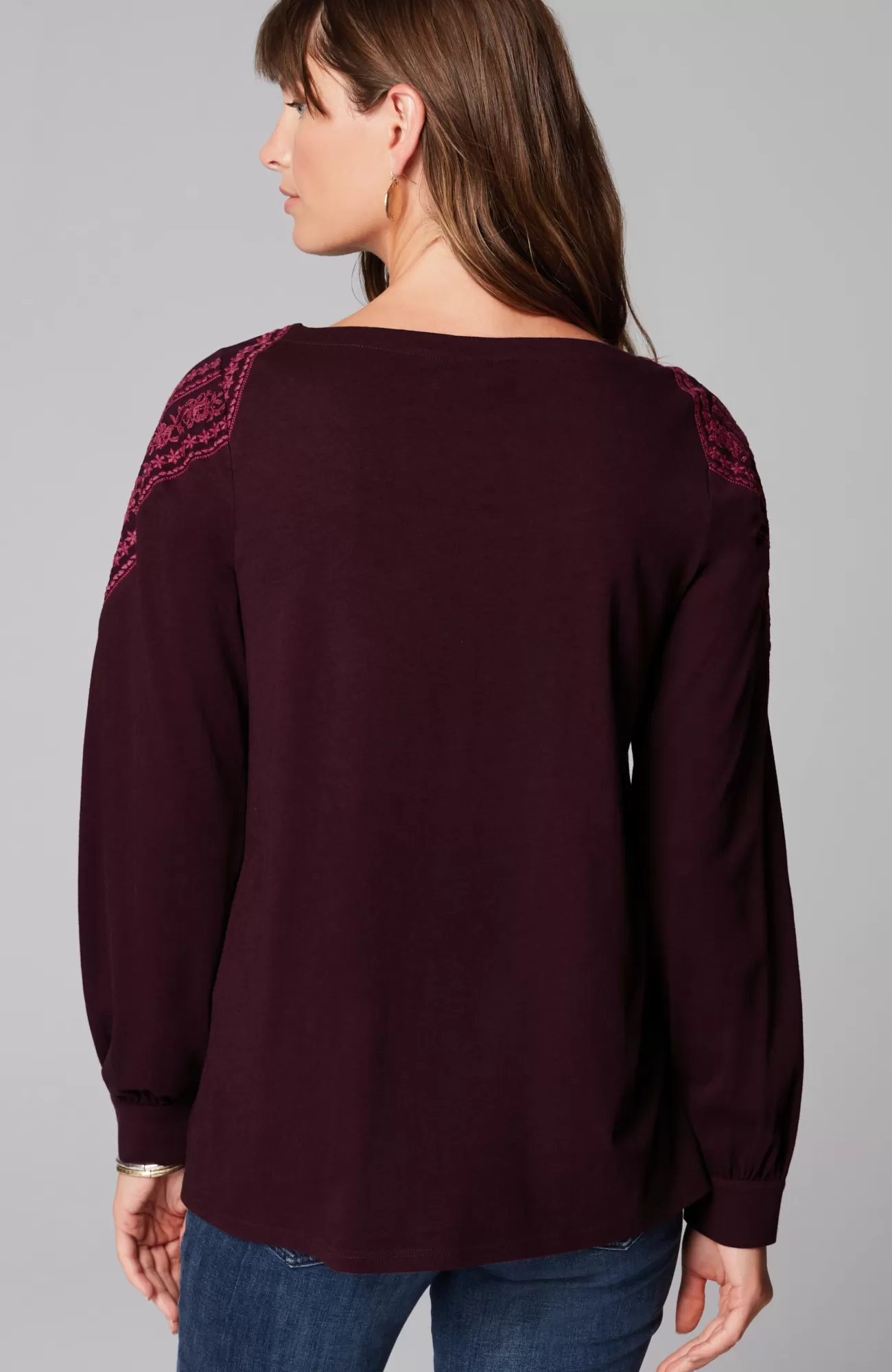 J.Jill Embroidered Mixed-Media Top Online