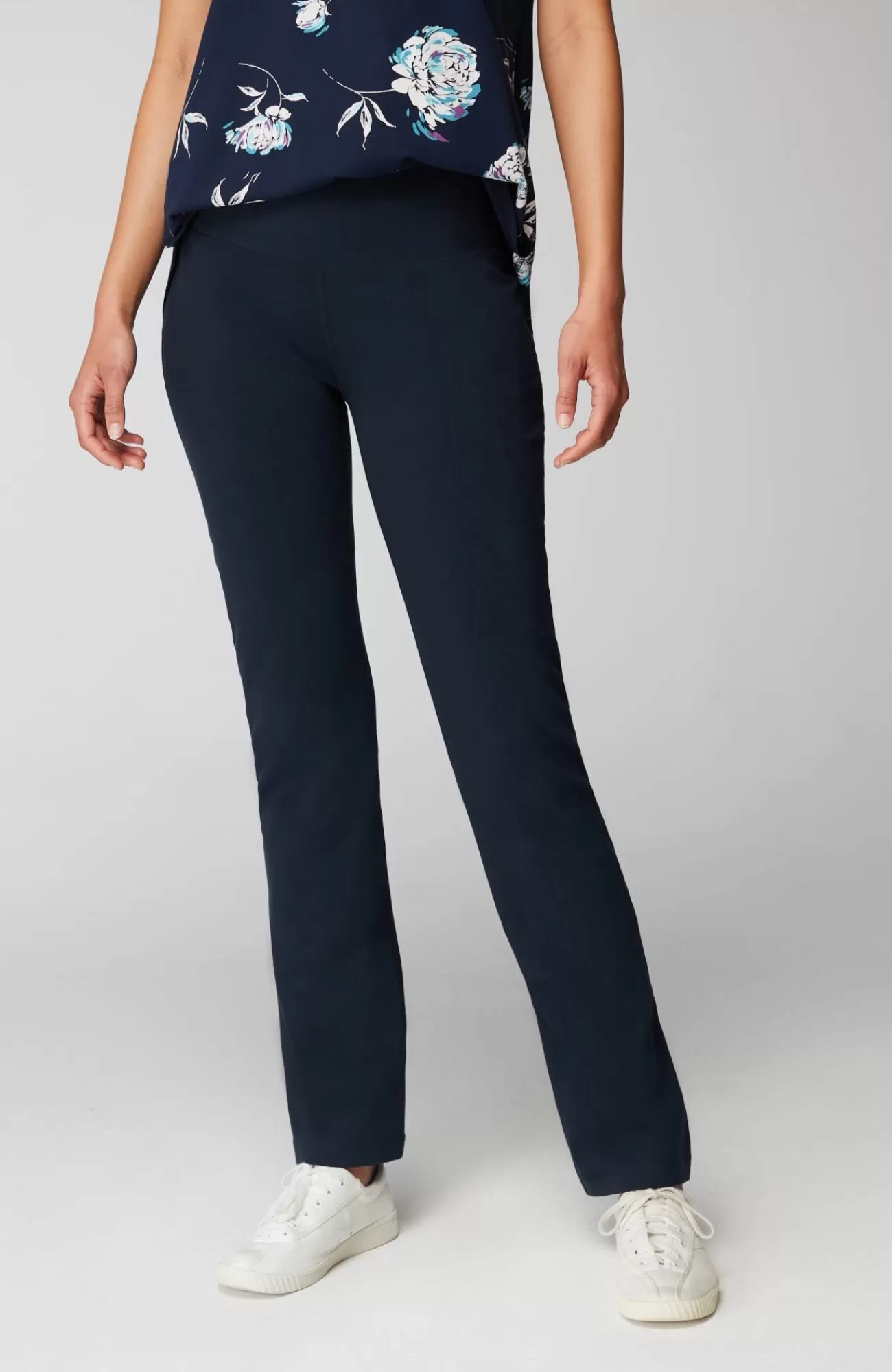 J.Jill Fit Breathe Cotton High-Rise Boot-Cut Pants Navy Blue Shop