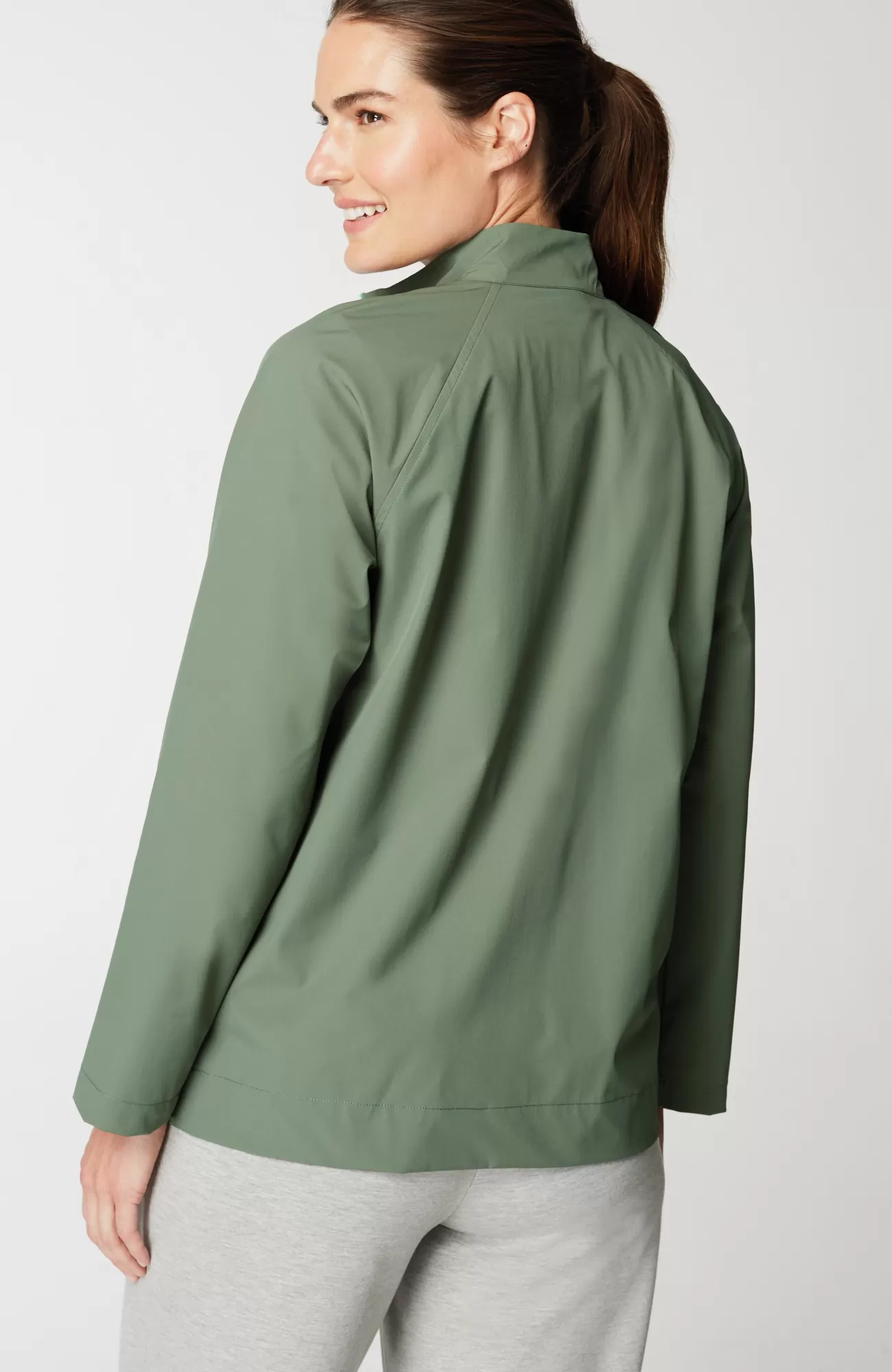 J.Jill Fit Contrasting-Zipper Jacket Ivy Green Shop