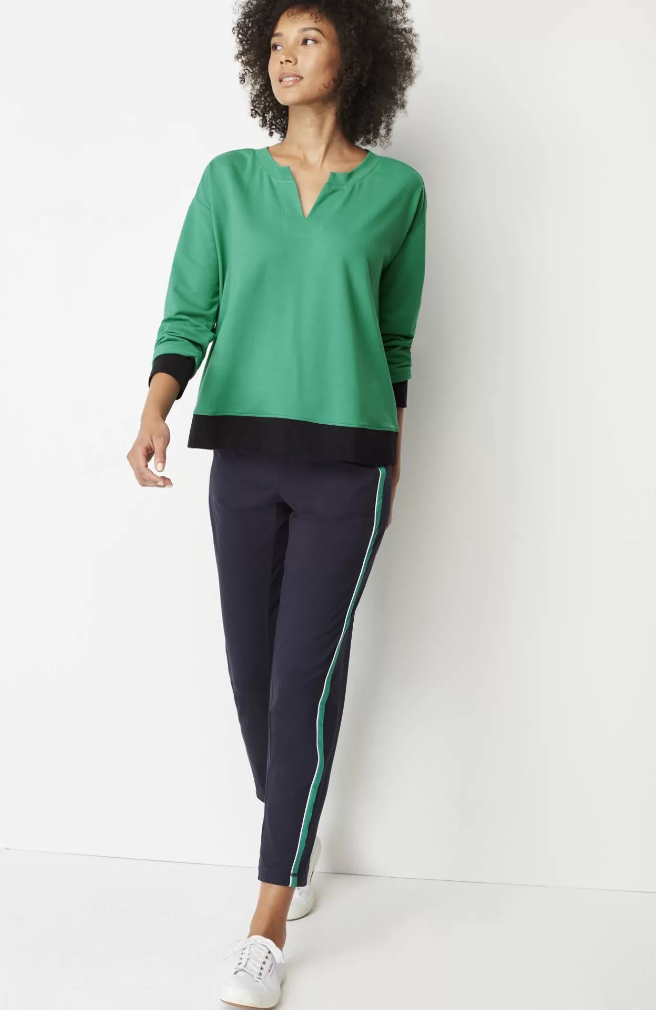 J.Jill Fit Elevate Terry Split-Neck Sweatshirt Hot