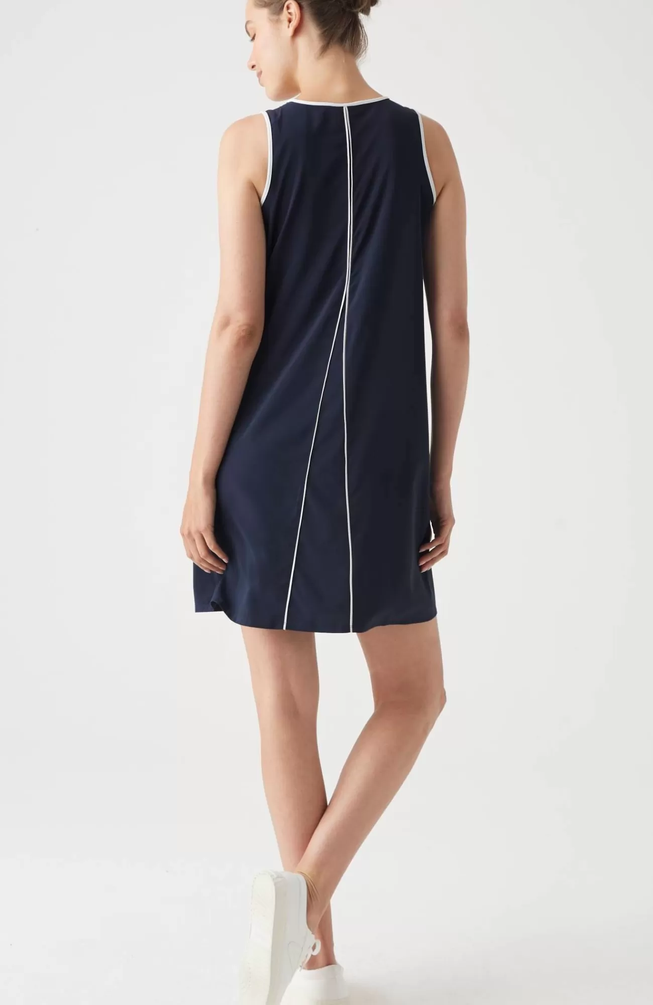 J.Jill Fit On-The-Go Swing Dress Navy Blue/white Clearance