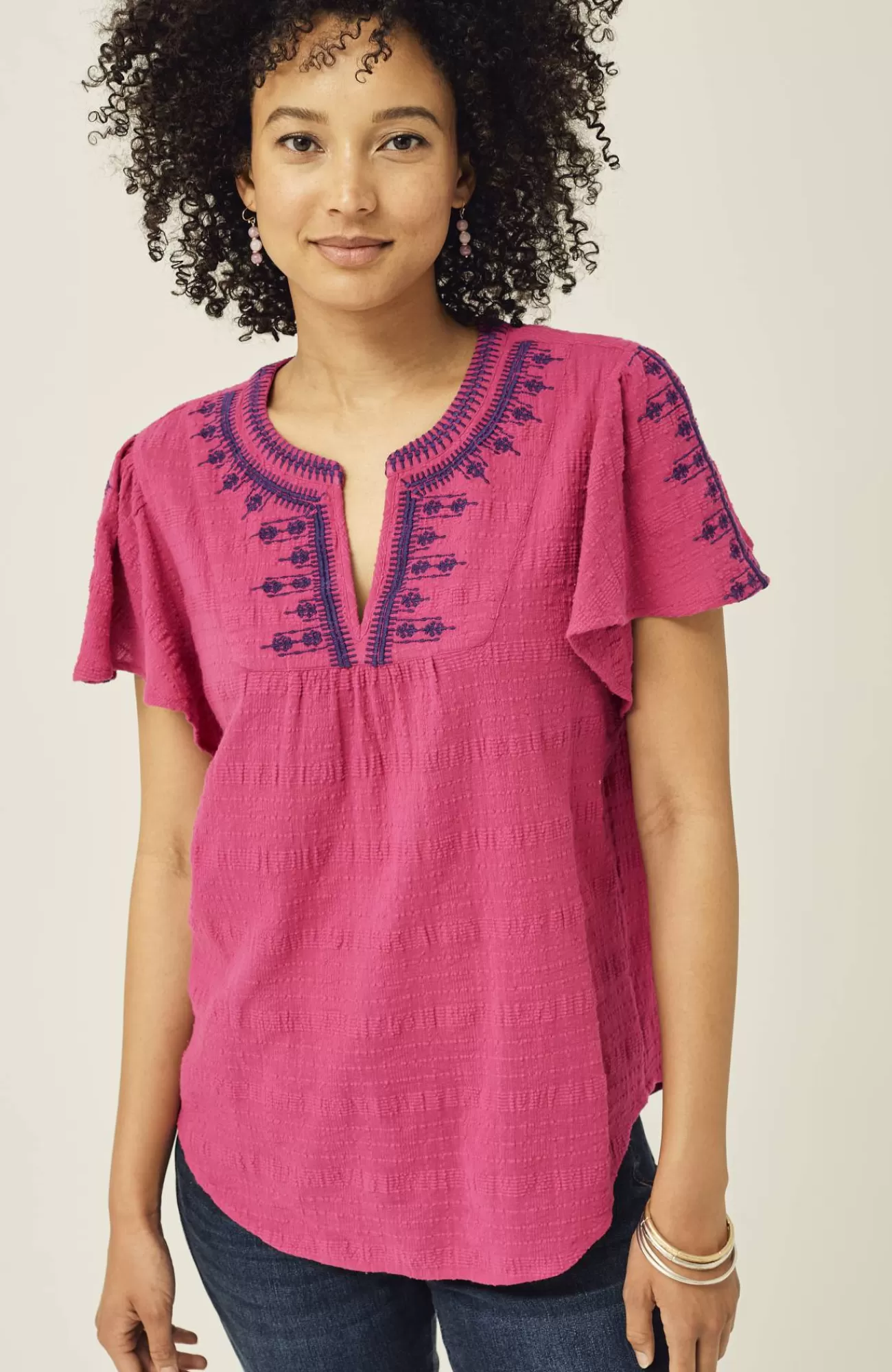 J.Jill Geometrically Embroidered Textured Top Shop