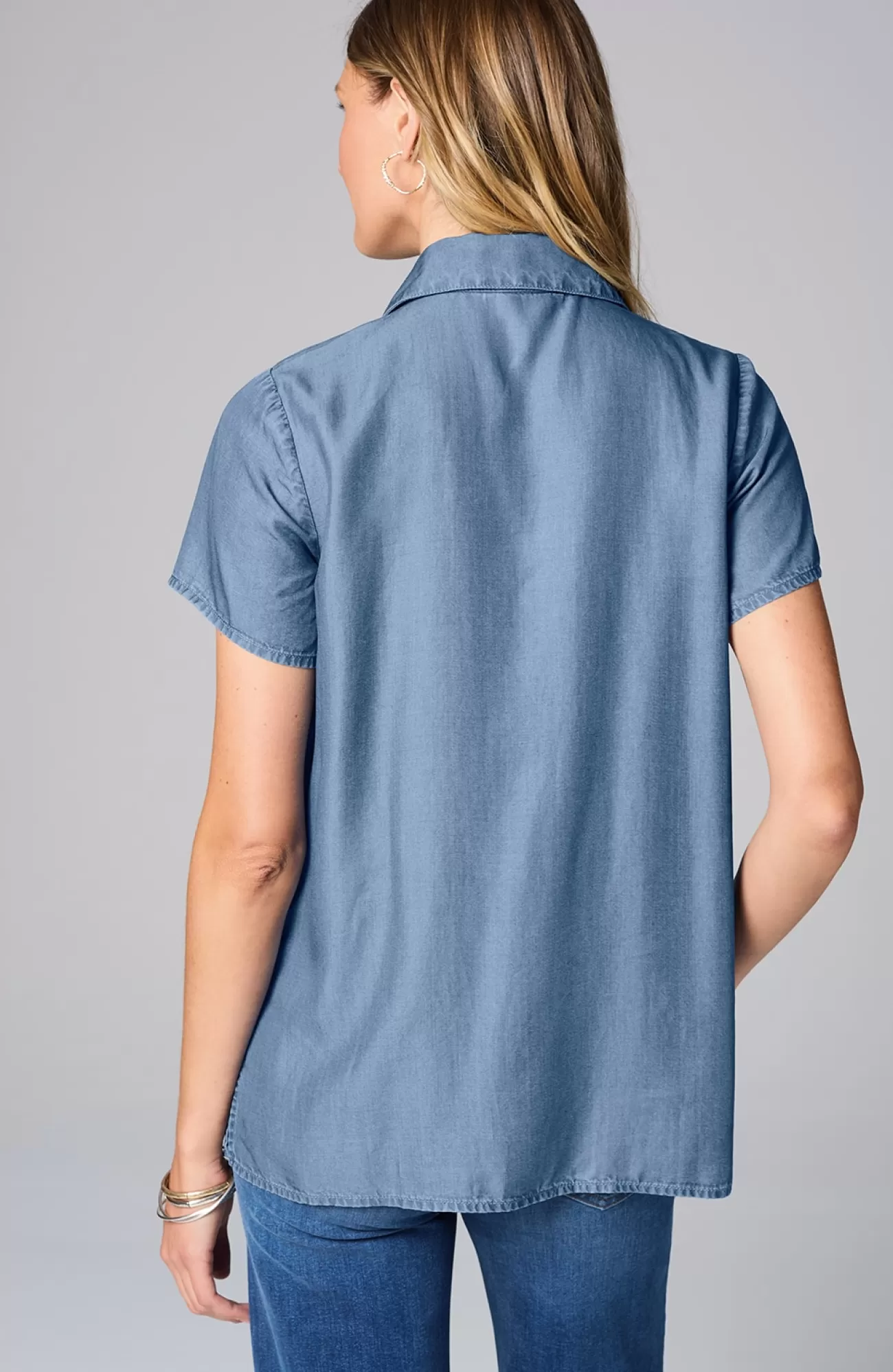 J.Jill Indigo Collared Top Ocean Point Wash Discount