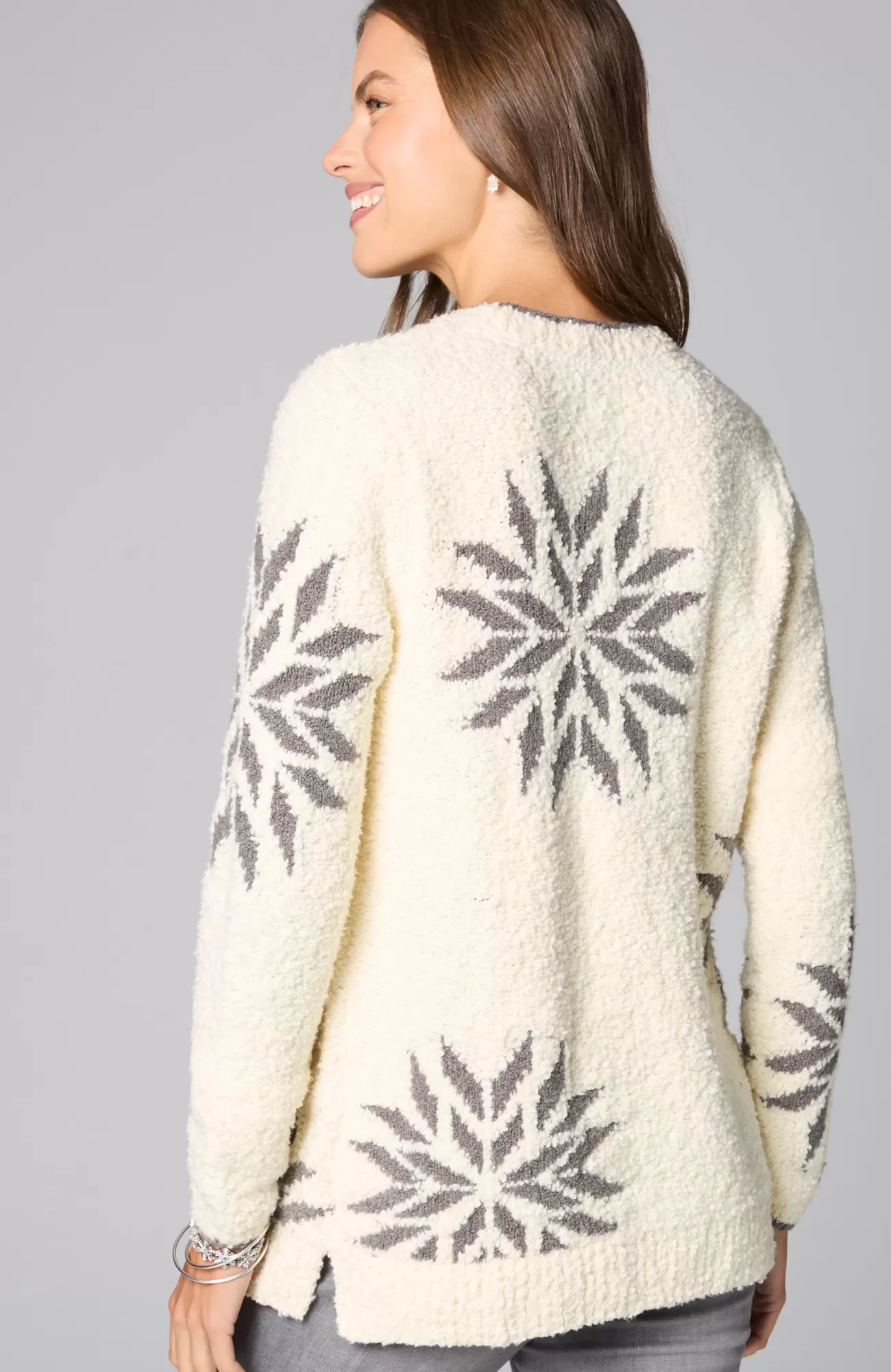 J.Jill Intarsia Snowflake Sweater Cream/ash Cheap