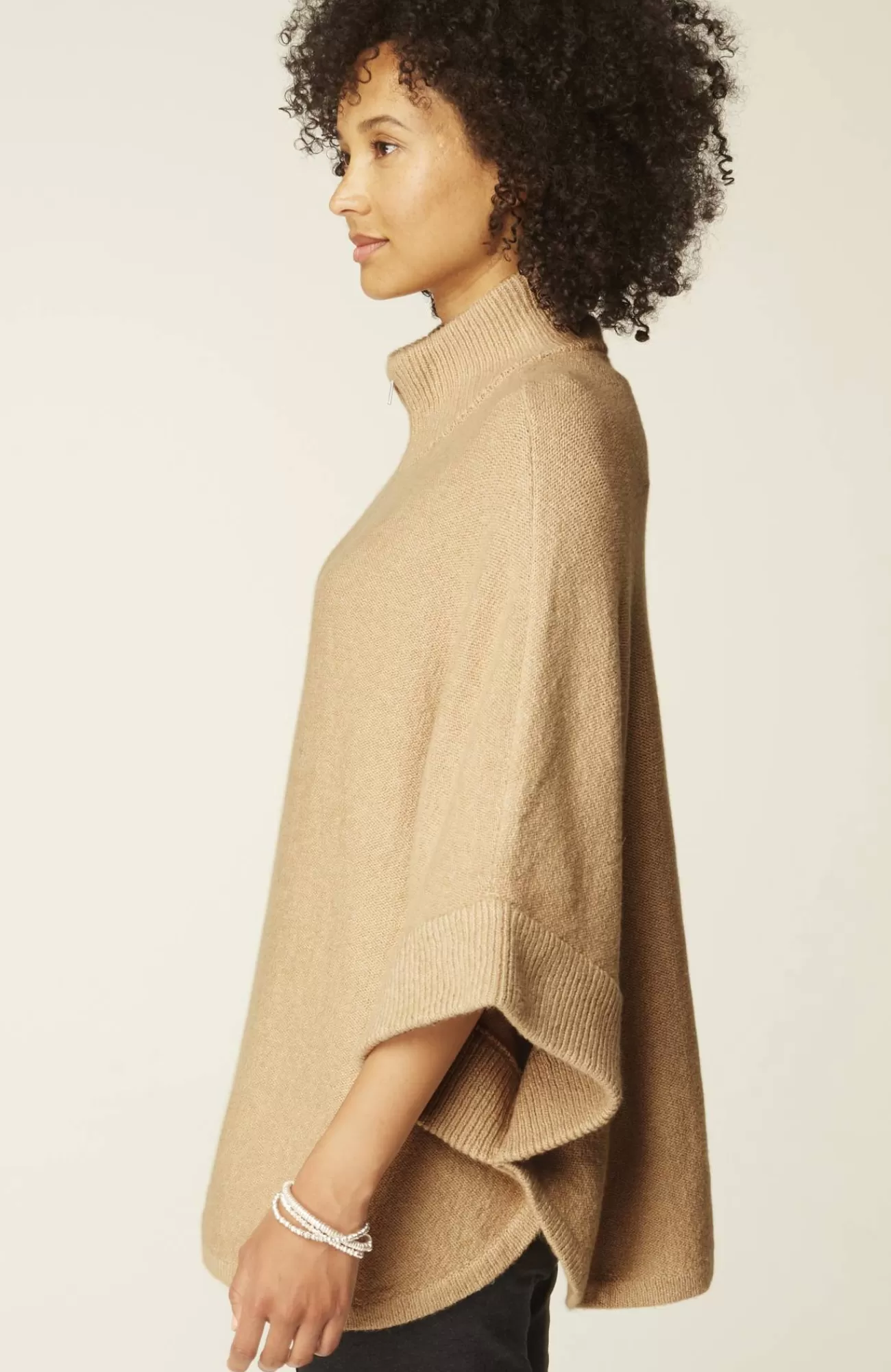 J.Jill Jacquard-Knit Zip-Up Poncho Fashion