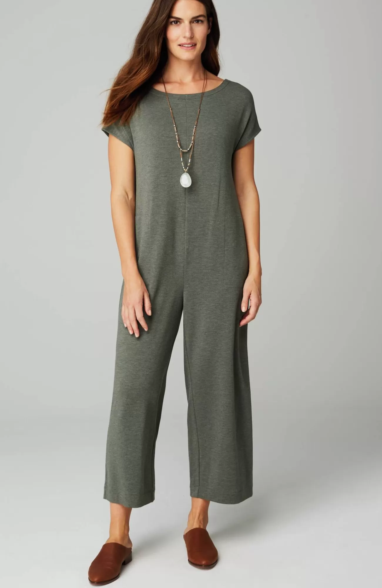 J.Jill Knit Belted Jumpsuit Dry Moss Heather Discount