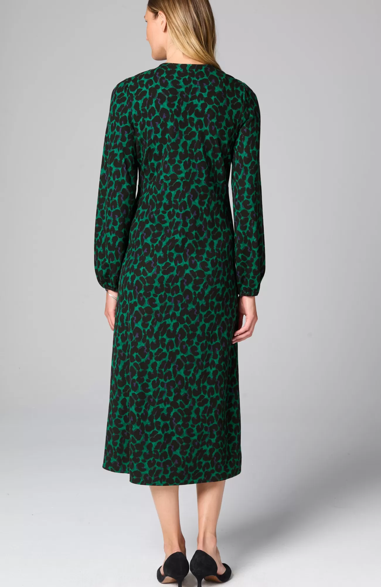 J.Jill Lightweight Ponte Knit Midi Dress Light Scots Pine Royal Leopard Hot