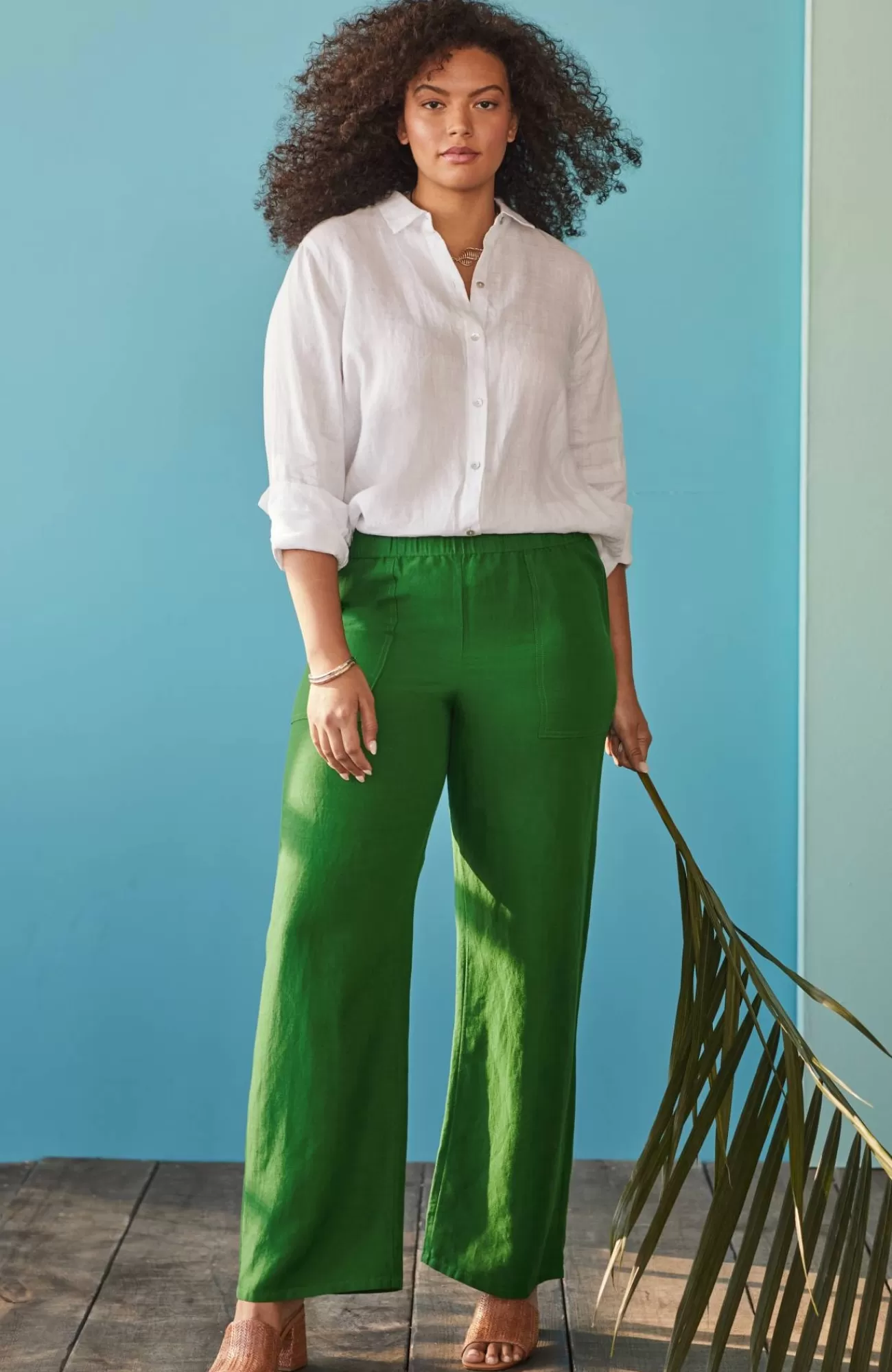 J.Jill Linen & Rayon Patch-Pocket Wide-Leg Pants Rainforest Online