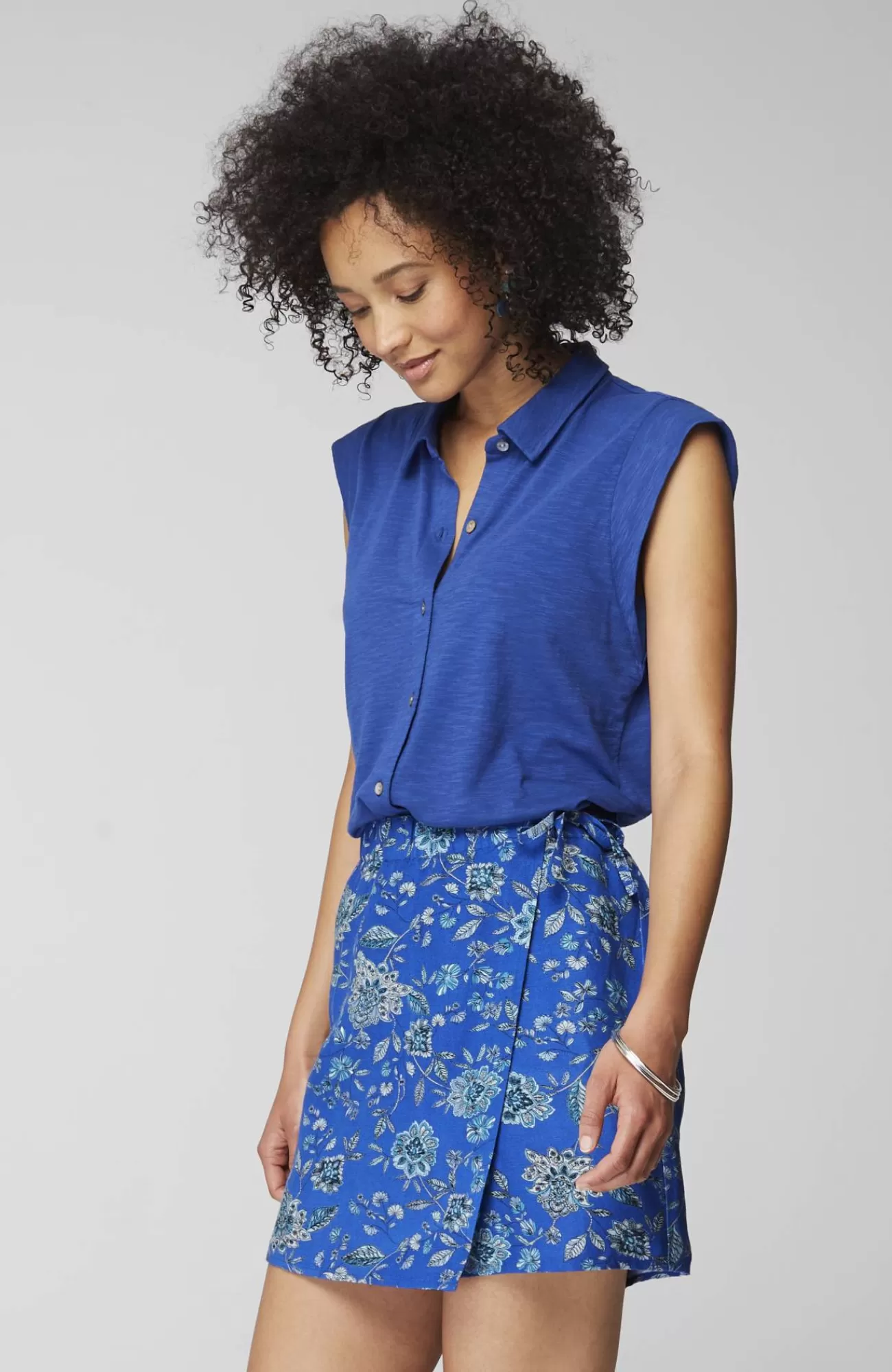 J.Jill Linen & Rayon Wrap-Front Skort Royal Blue Thriving Jacobean Online