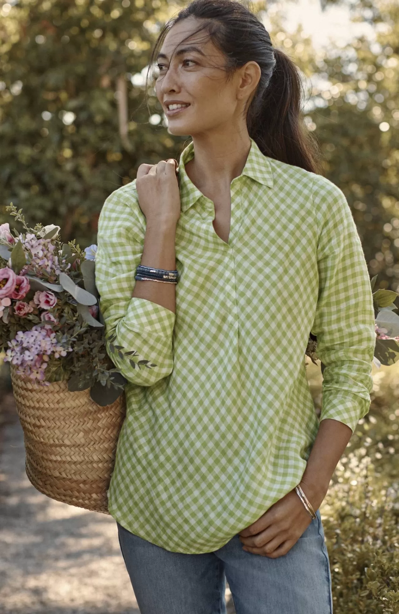 J.Jill Linen Gingham Popover Flash Sale