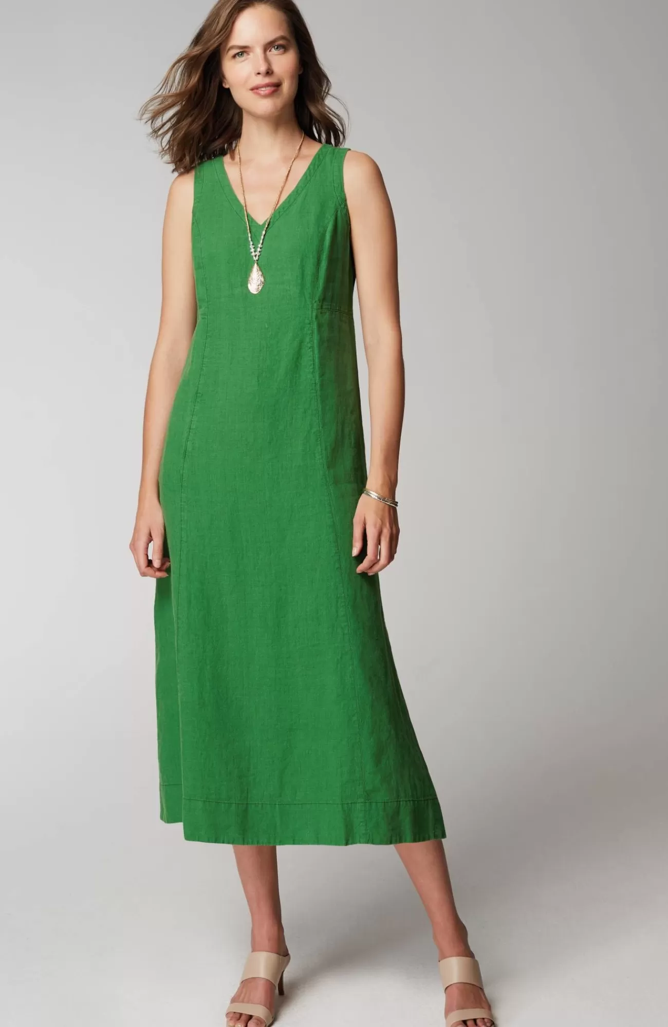 J.Jill Linen Seamed V-Neck Midi Dress Cheap