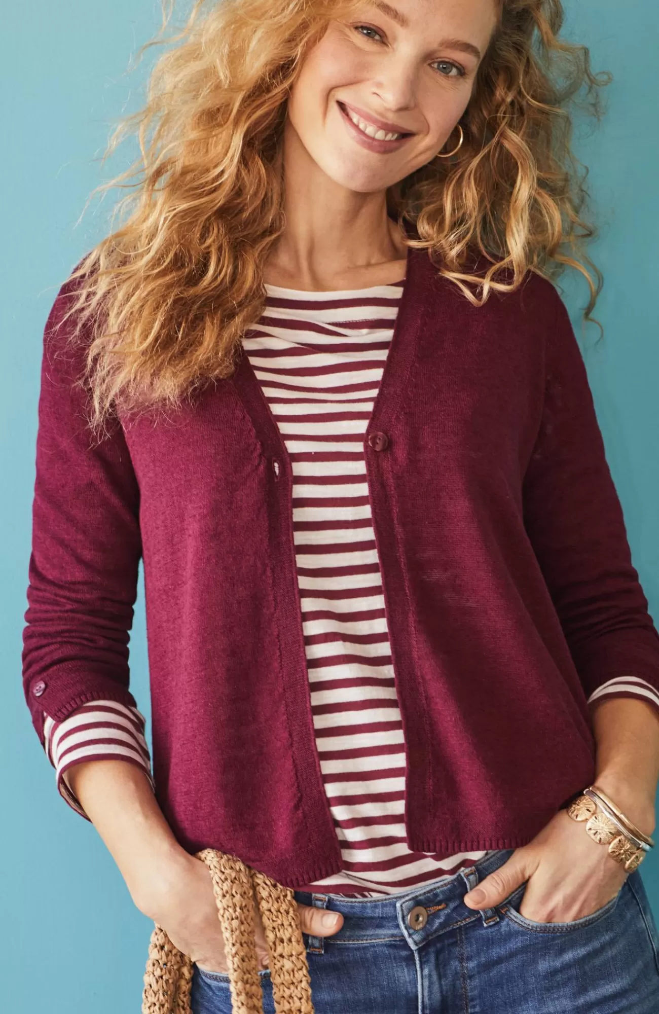 J.Jill Linen-Blend Single-Button Cardi Flash Sale