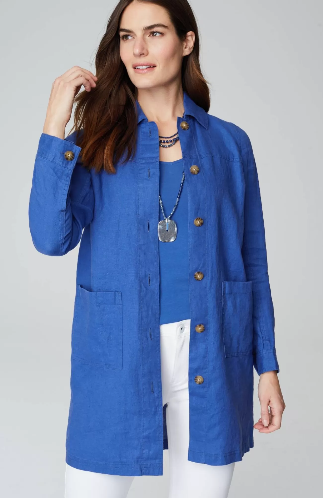 J.Jill Long Linen Duster Jacket New