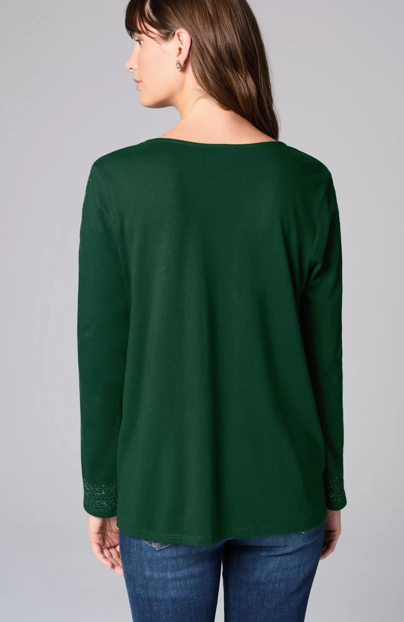 J.Jill Metallic-Embroidered V-Neck Top Scots Pine Best Sale