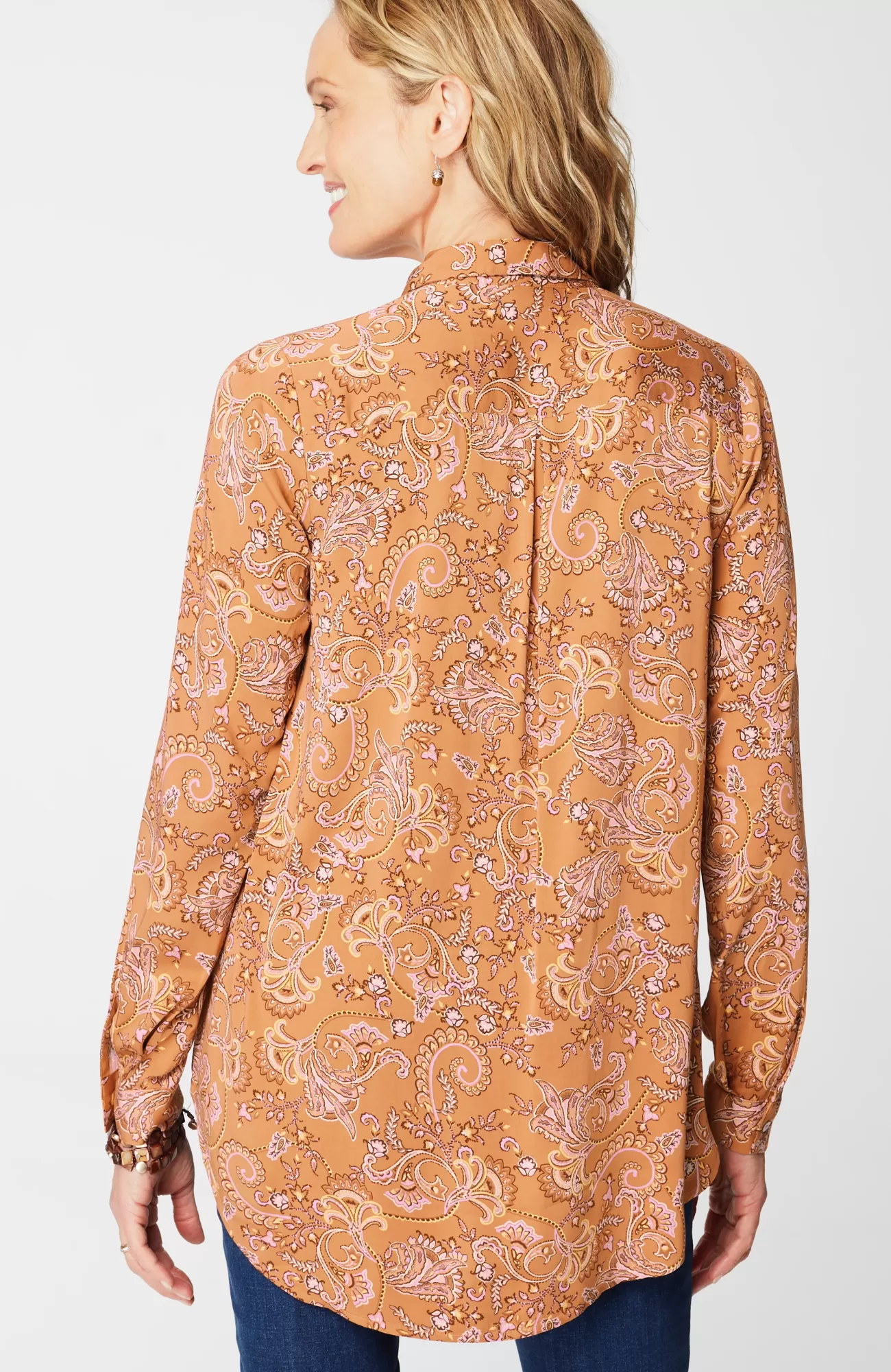 J.Jill Paisley-Printed Satin Tunic Sable Ornamental Paisley Store