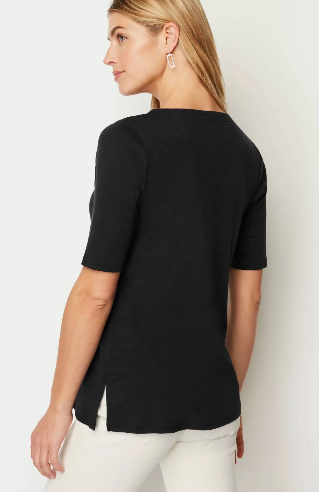 J.Jill Pima-Slub Scoop-Neck Side-Slit Tee Outlet