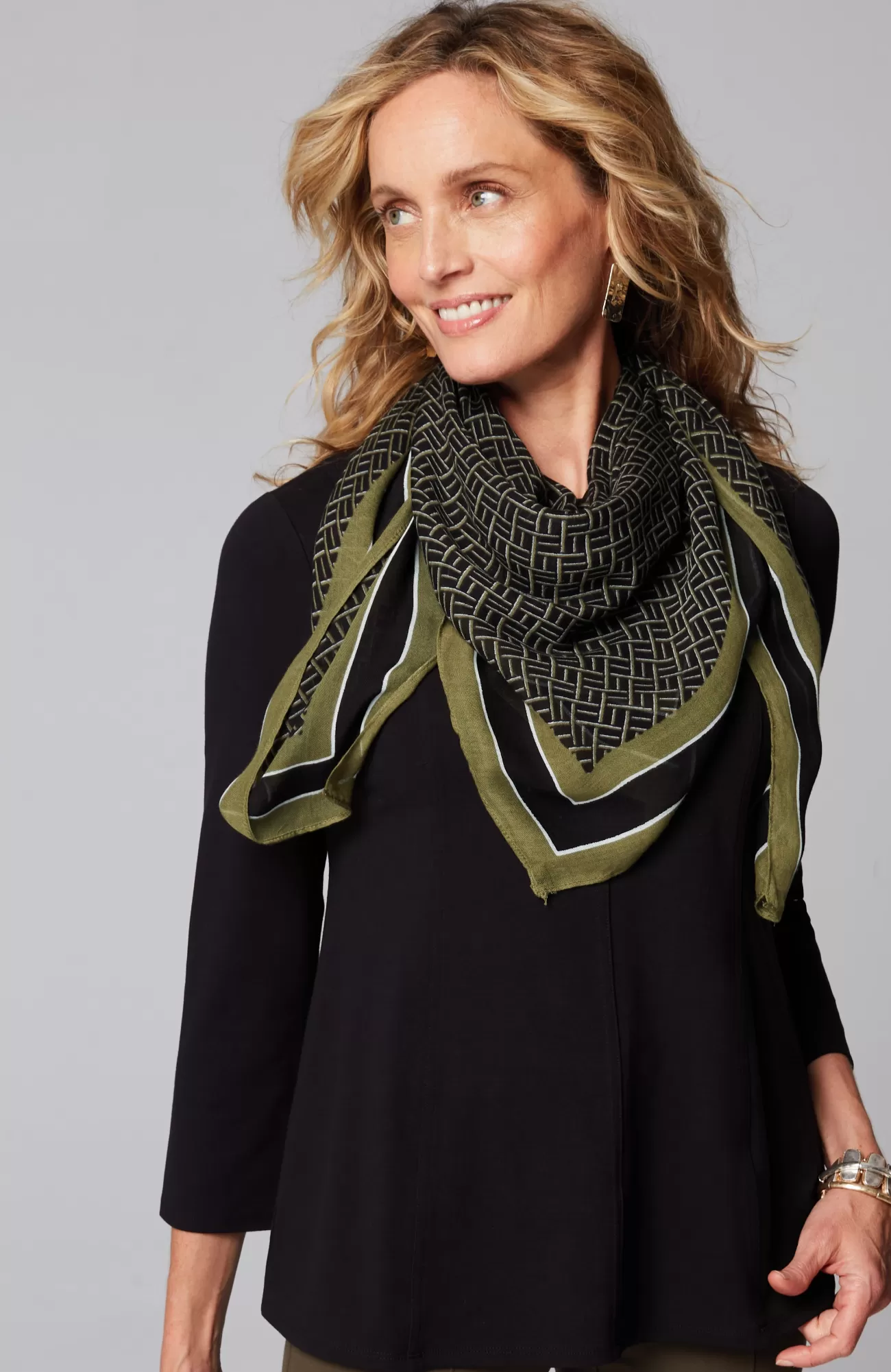 J.Jill Playful Geo Square Scarf Black Multi Best Sale