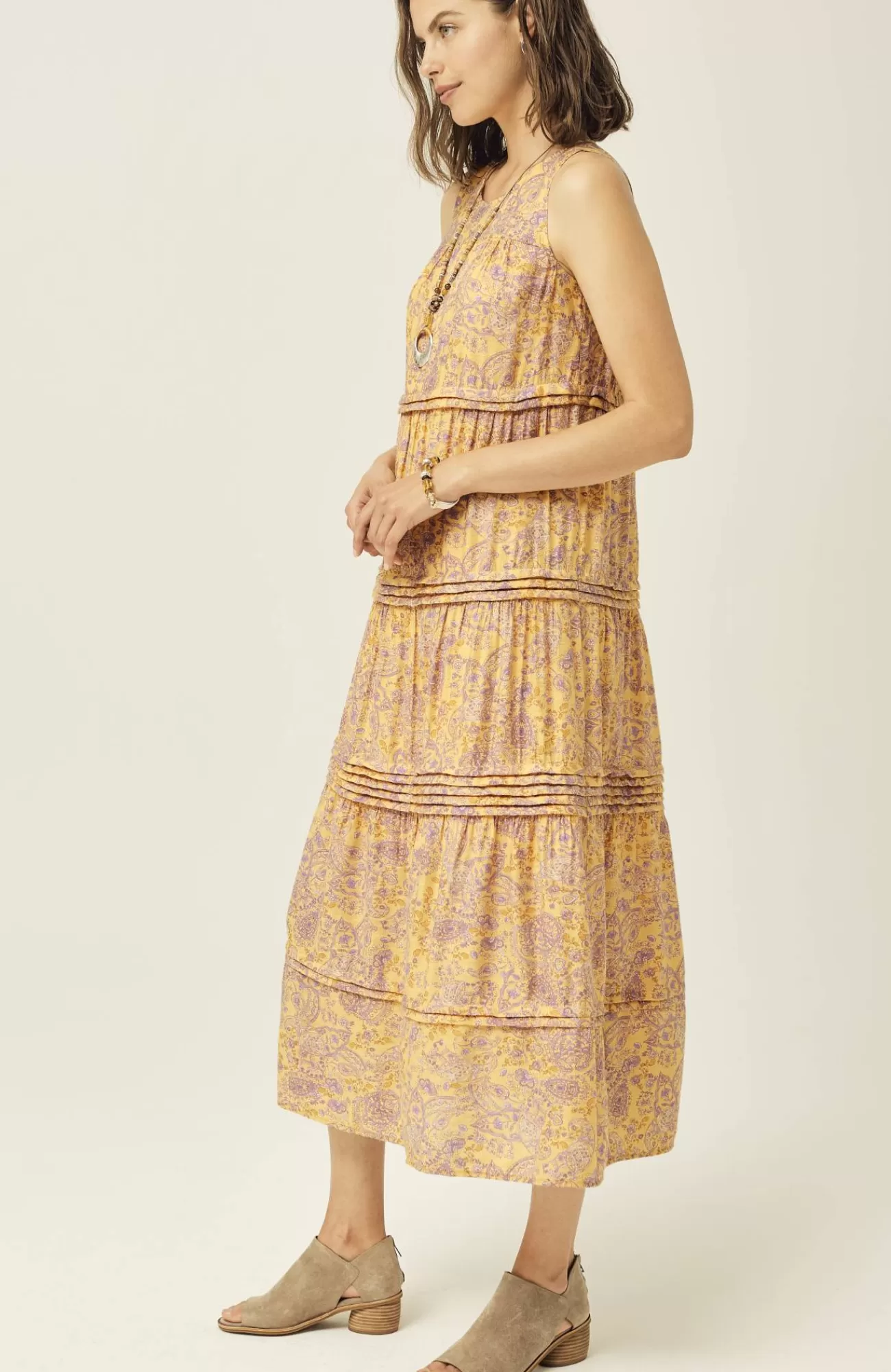 J.Jill Pleated-Tiers Maxi Dress Clearance