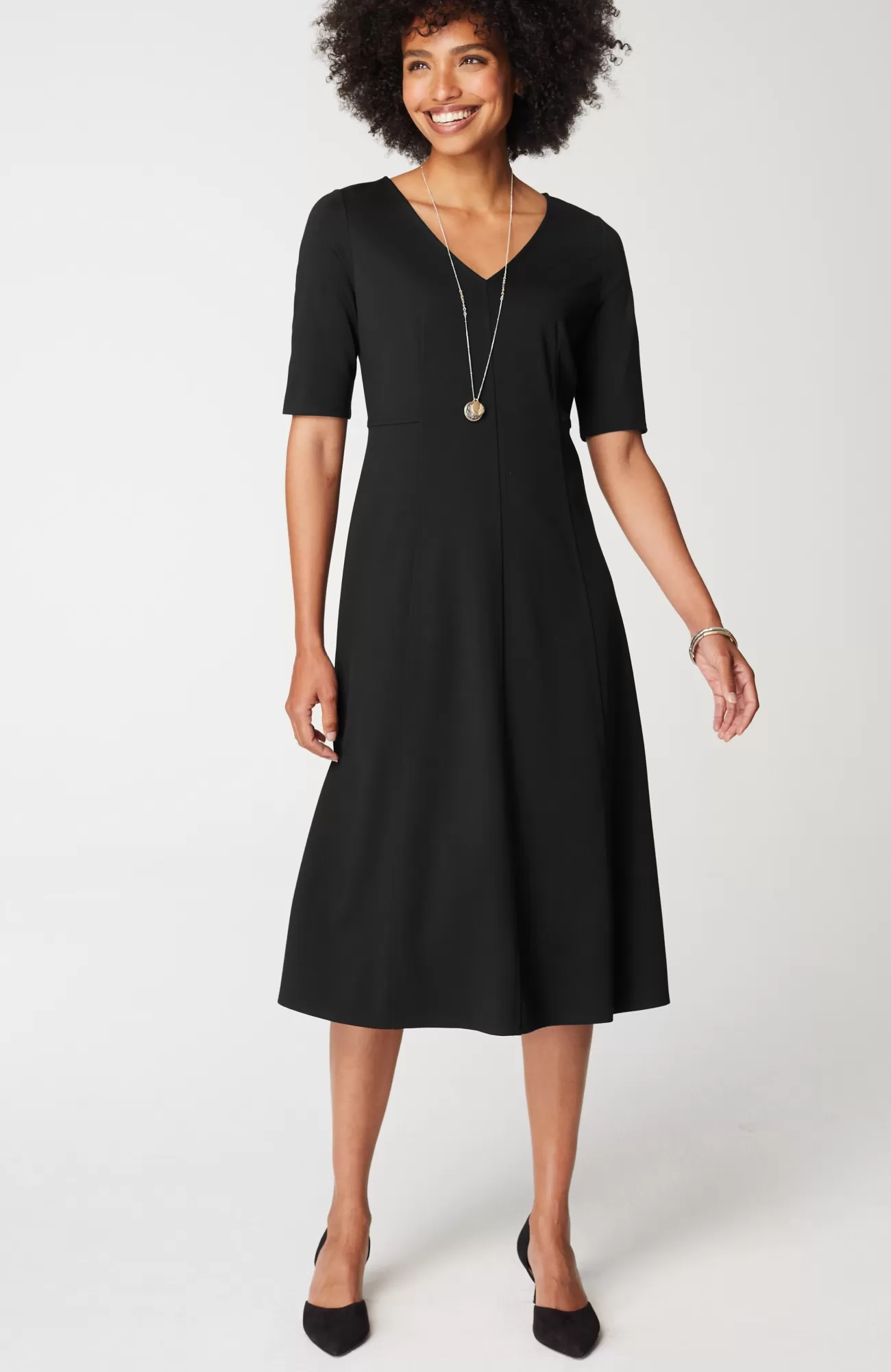 J.Jill Ponte Double-V-Neck Seamed Dress Black Outlet