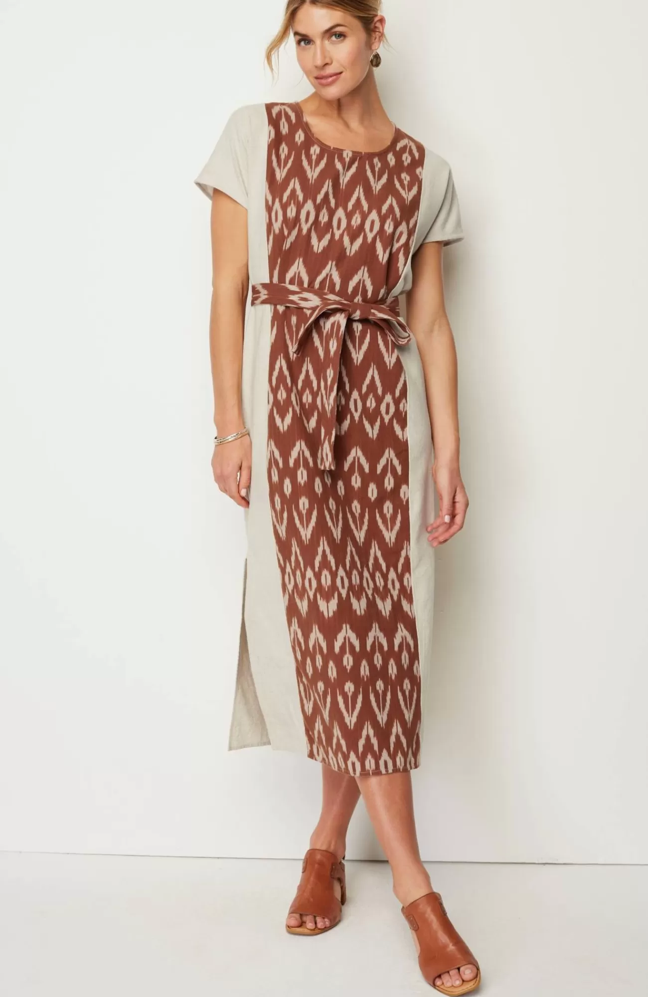 J.Jill Pure Jill Belted Ikat Dress Dark Cinnamon Multi/barley Online