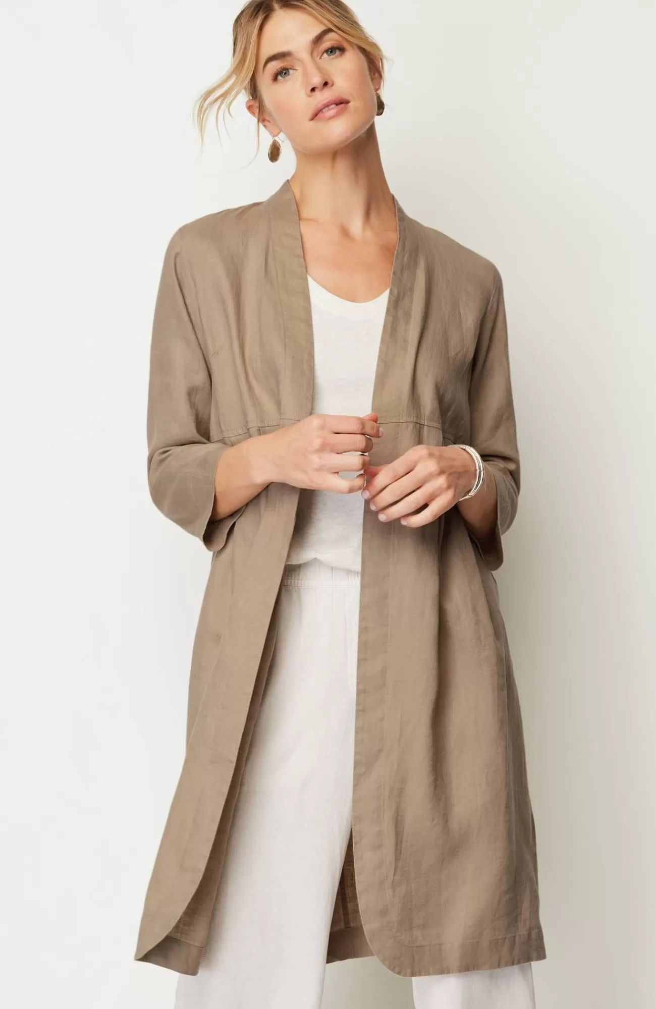 J.Jill Pure Jill Linen Duster Jacket Sandbar Hot