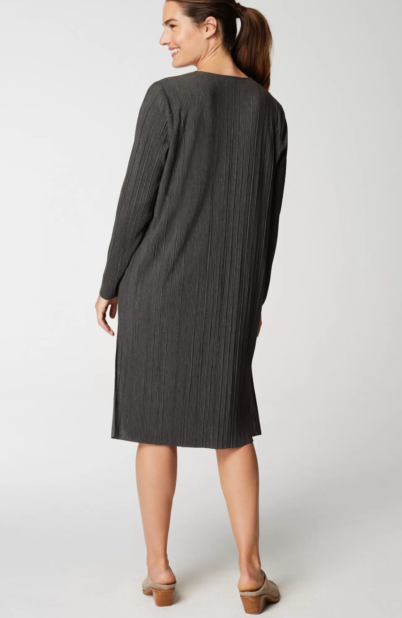 J.Jill Pure Jill Pleated Knit Duster Dark Charcoal Heather Store