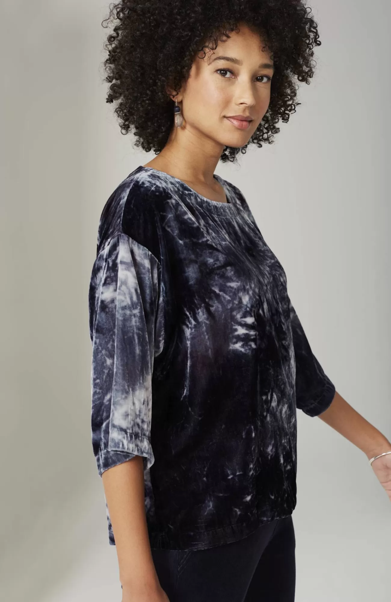 J.Jill Pure Jill Tie-Dyed Velvet Square-Sleeve Top Flash Sale