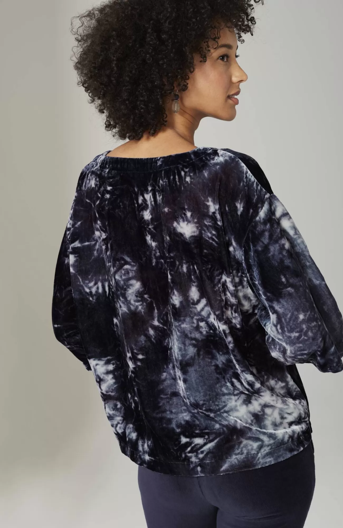 J.Jill Pure Jill Tie-Dyed Velvet Square-Sleeve Top Flash Sale