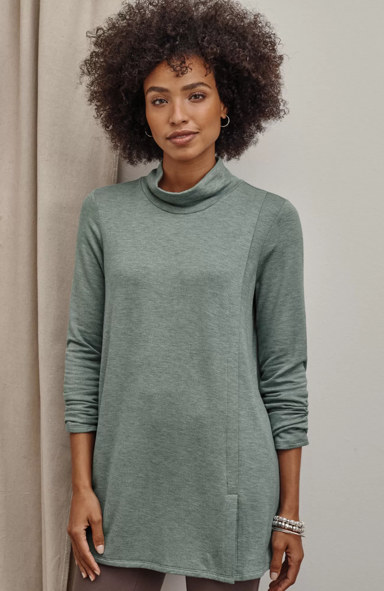 J.Jill Pure Jill Tranquility Mock-Neck Tunic Sage Blue Heather Cheap