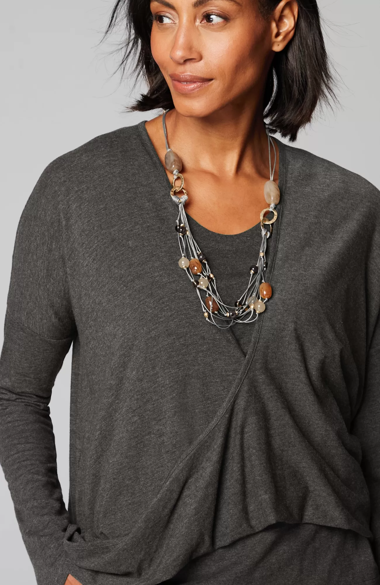 J.Jill Pure Jill Twist-Front Top Dark Charcoal Heather Discount