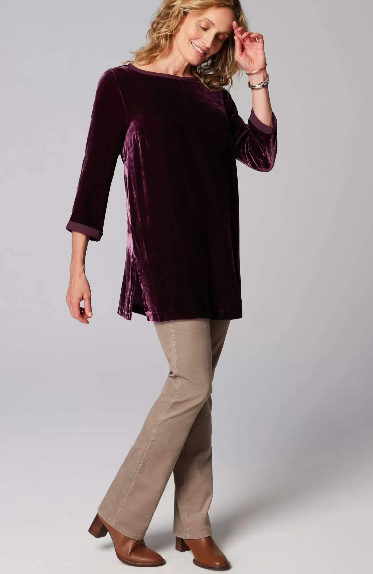 J.Jill Rayon Silk Velvet Boat-Neck Tunic Best