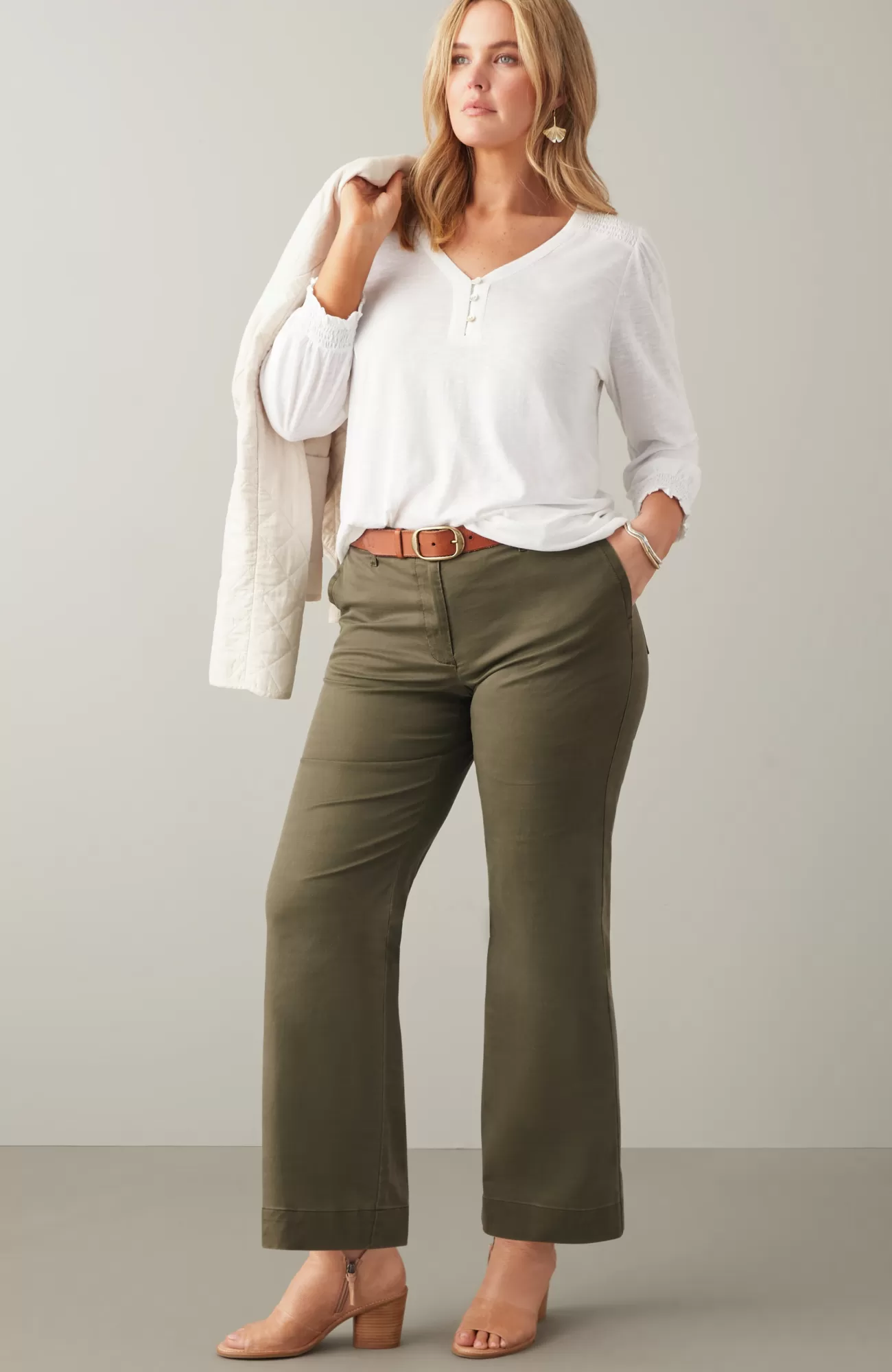 J.Jill Relaxed Chino Wide-Leg Pants Light Greenwood Best Sale