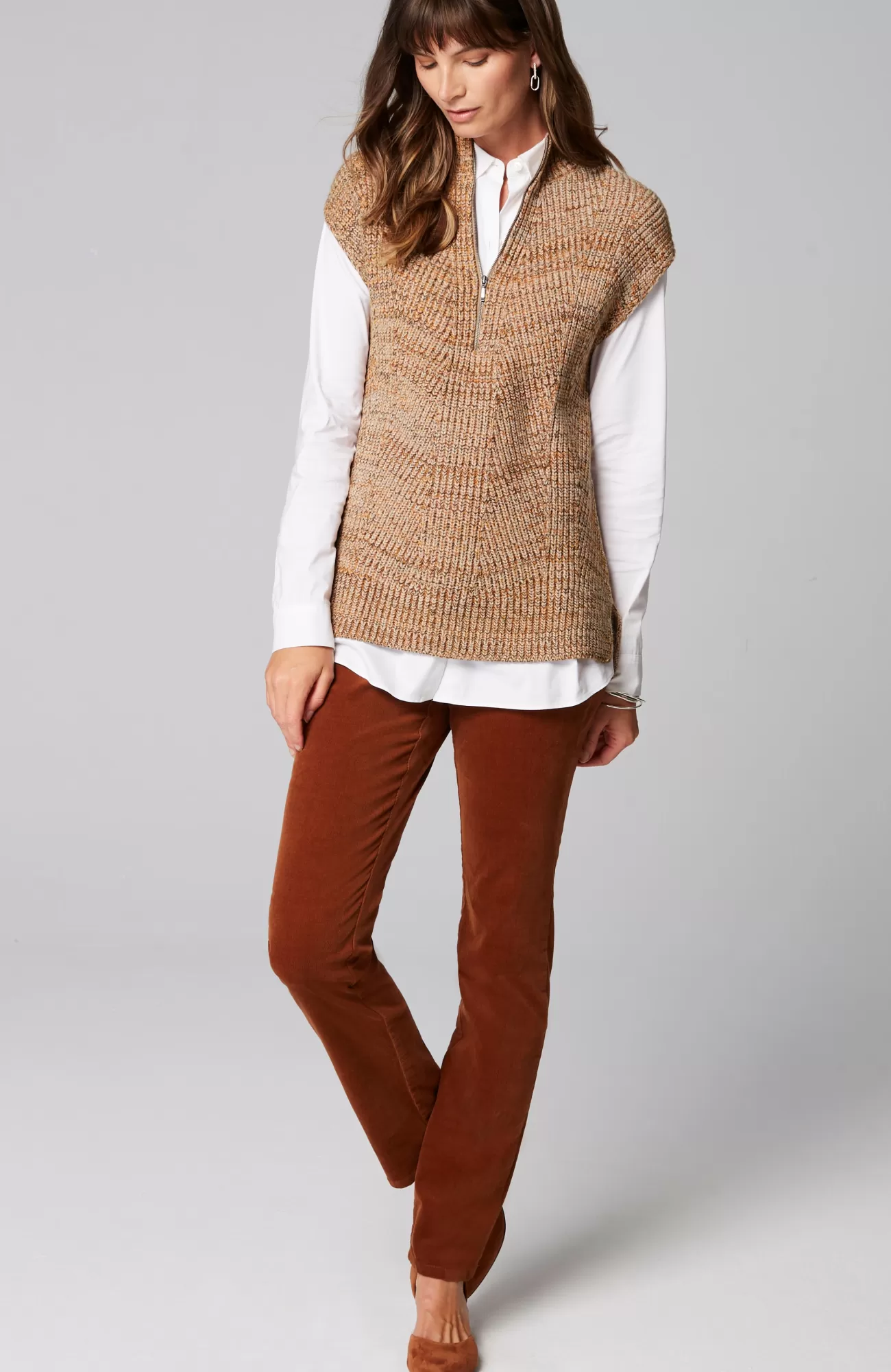 J.Jill Rib-Textured Marled Sweater-Vest Pumpkin Spice Multi Flash Sale