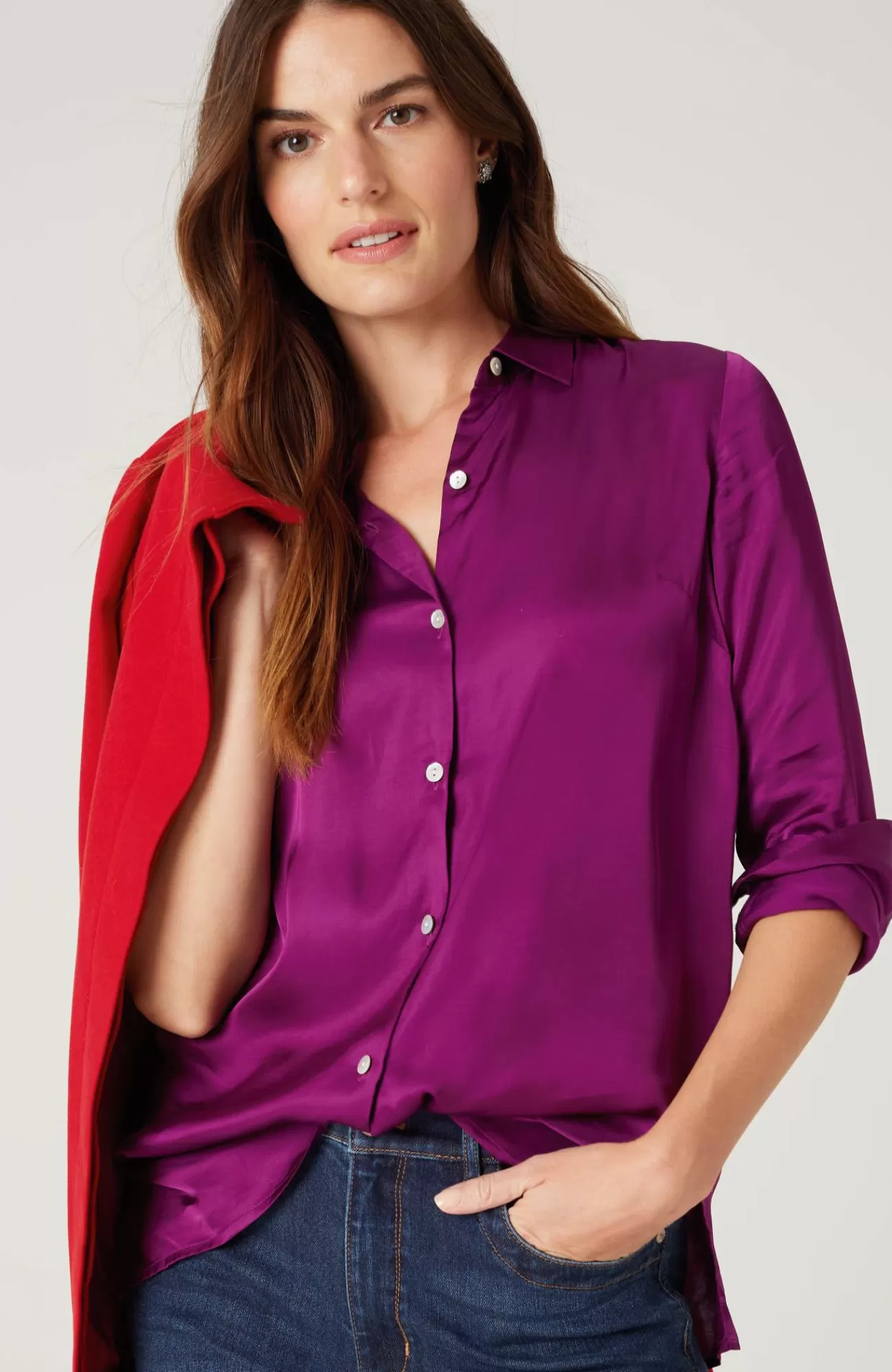 J.Jill Satin Button-Front Shirt Best Sale