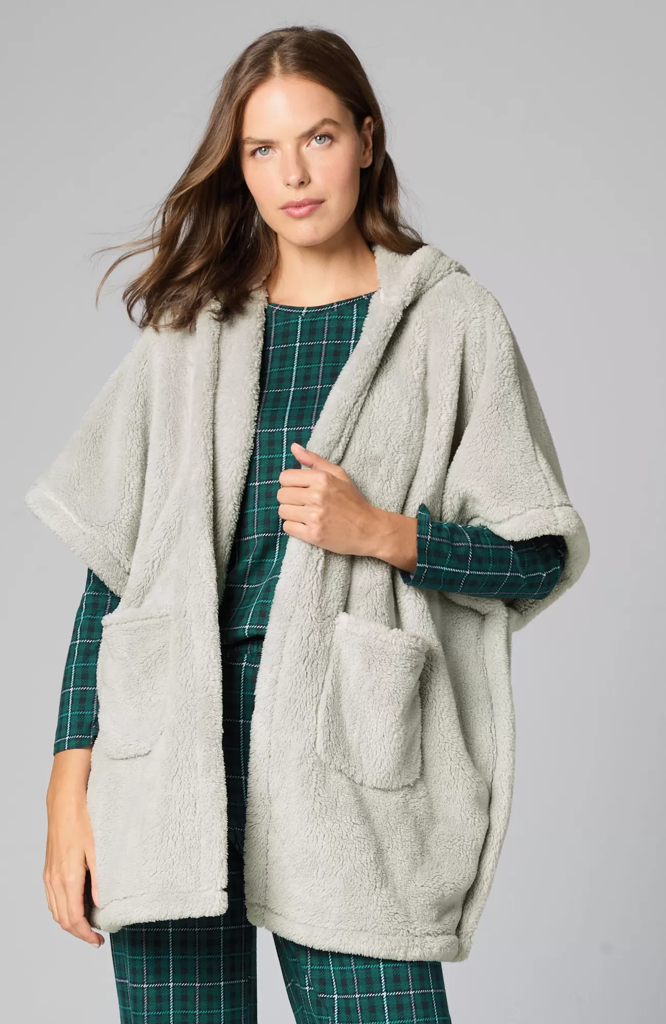 J.Jill Sleep Cozy Hooded Shawl Zinc Outlet