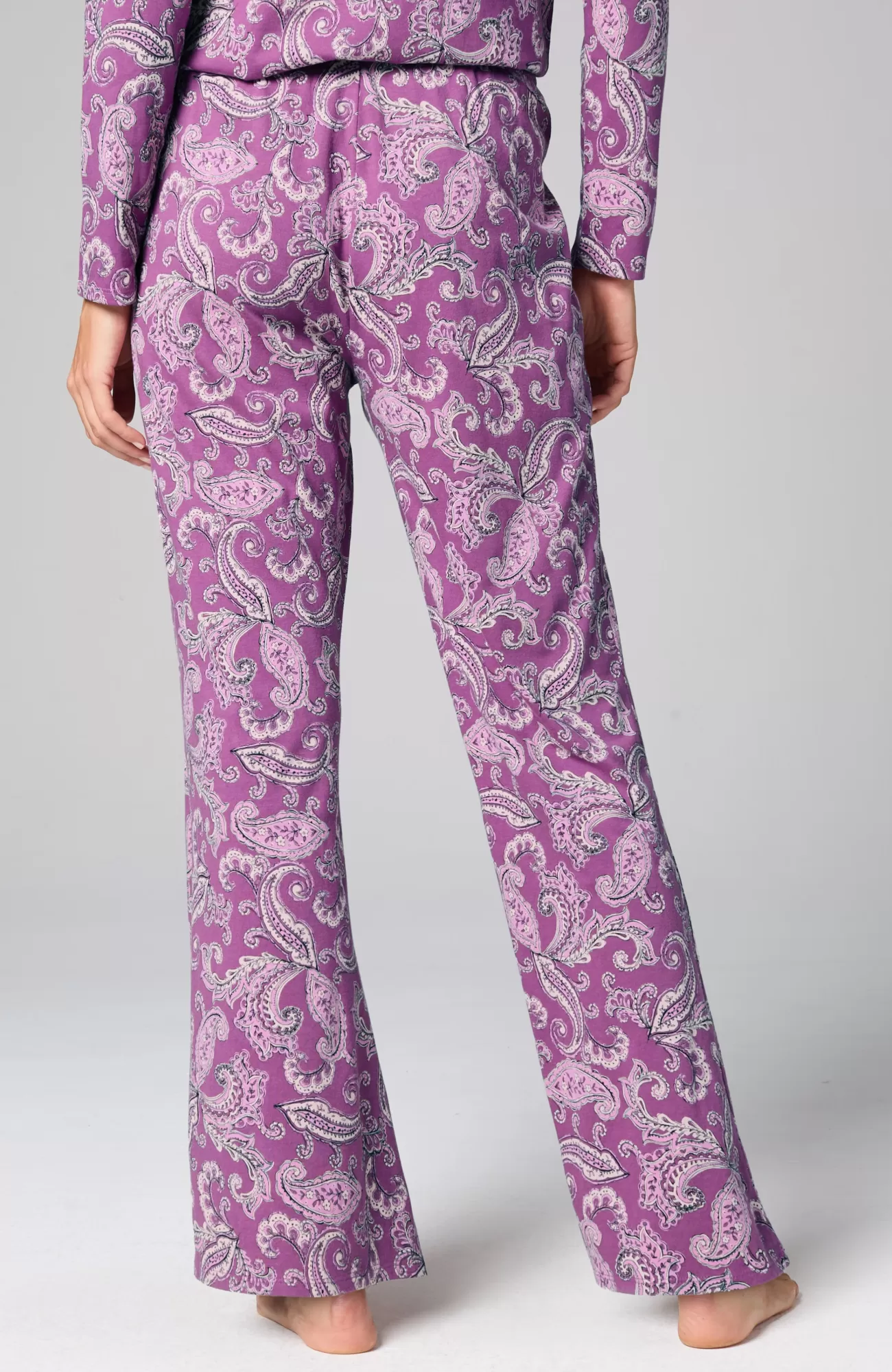 J.Jill Sleep Ultrasoft Flare-Leg Pants Berry Blush Tonal Paisley Cheap