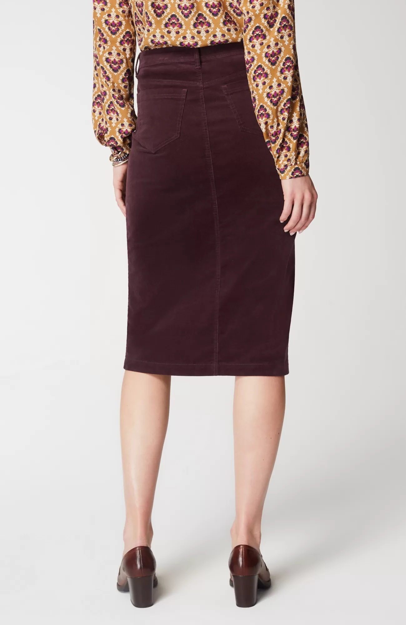 J.Jill Slit-Hem Corduroy Skirt Spiced Wine Outlet