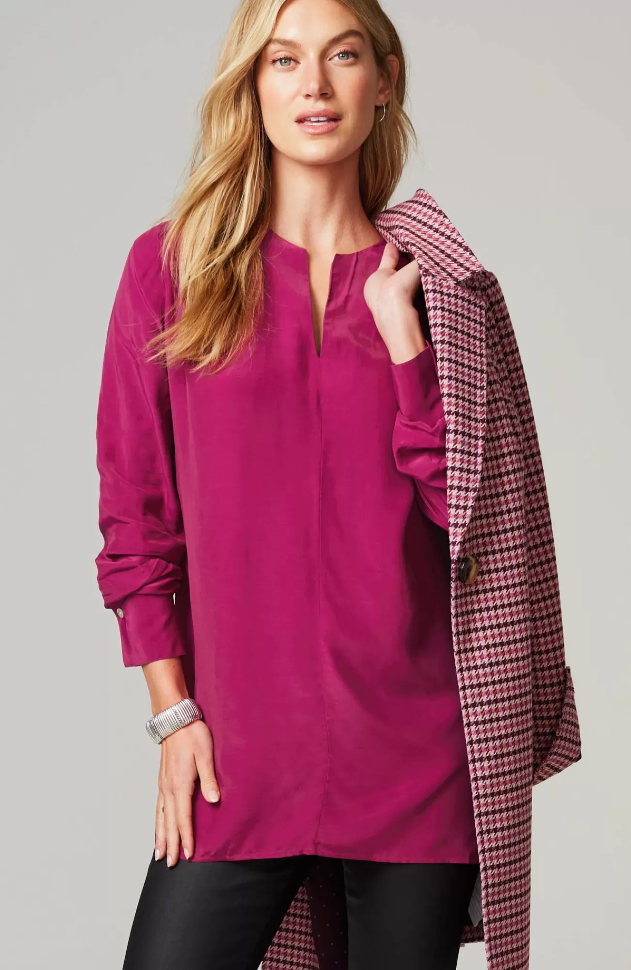 J.Jill Smocked Split-Neck Tunic Fashion